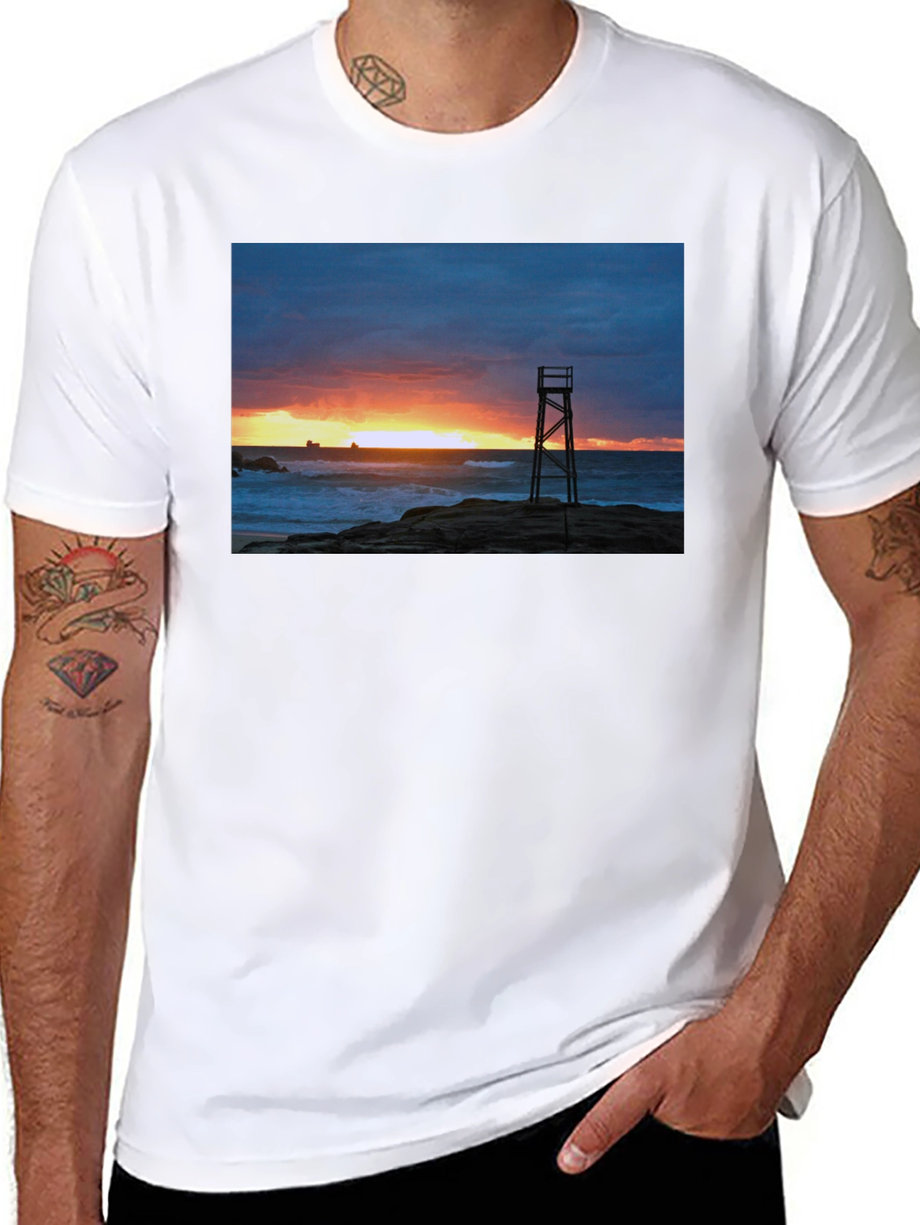 Sunset Lifeguard Tower Graphic Tee