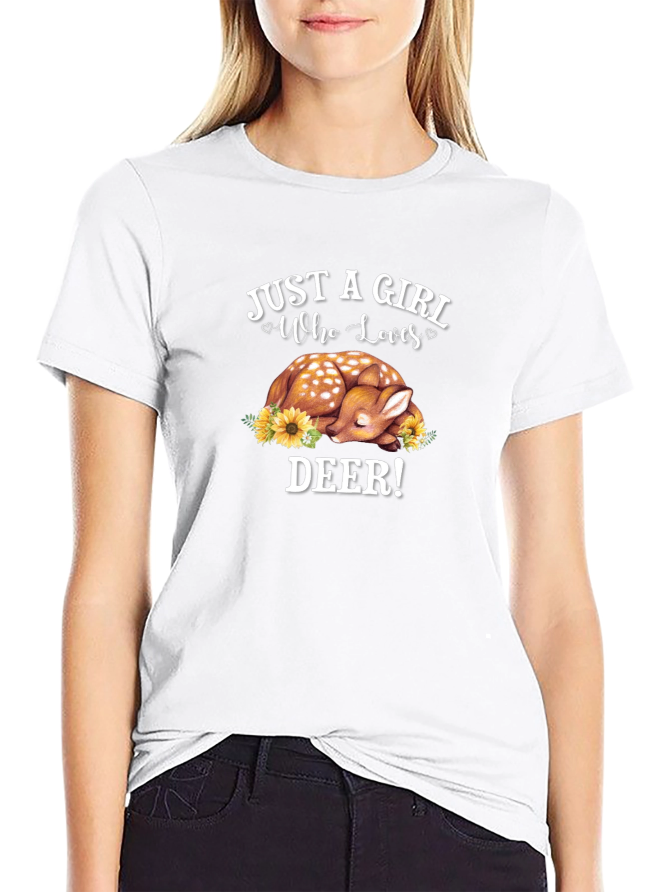 Just a Girl Who Loves Deer Graphic T-Shirt