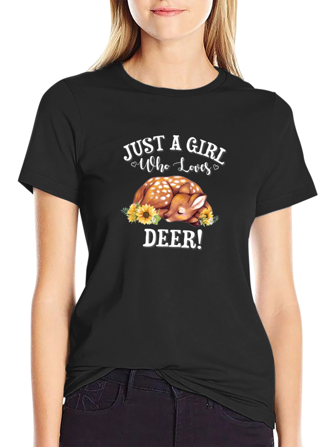 Just a Girl Who Loves Deer Graphic T-Shirt