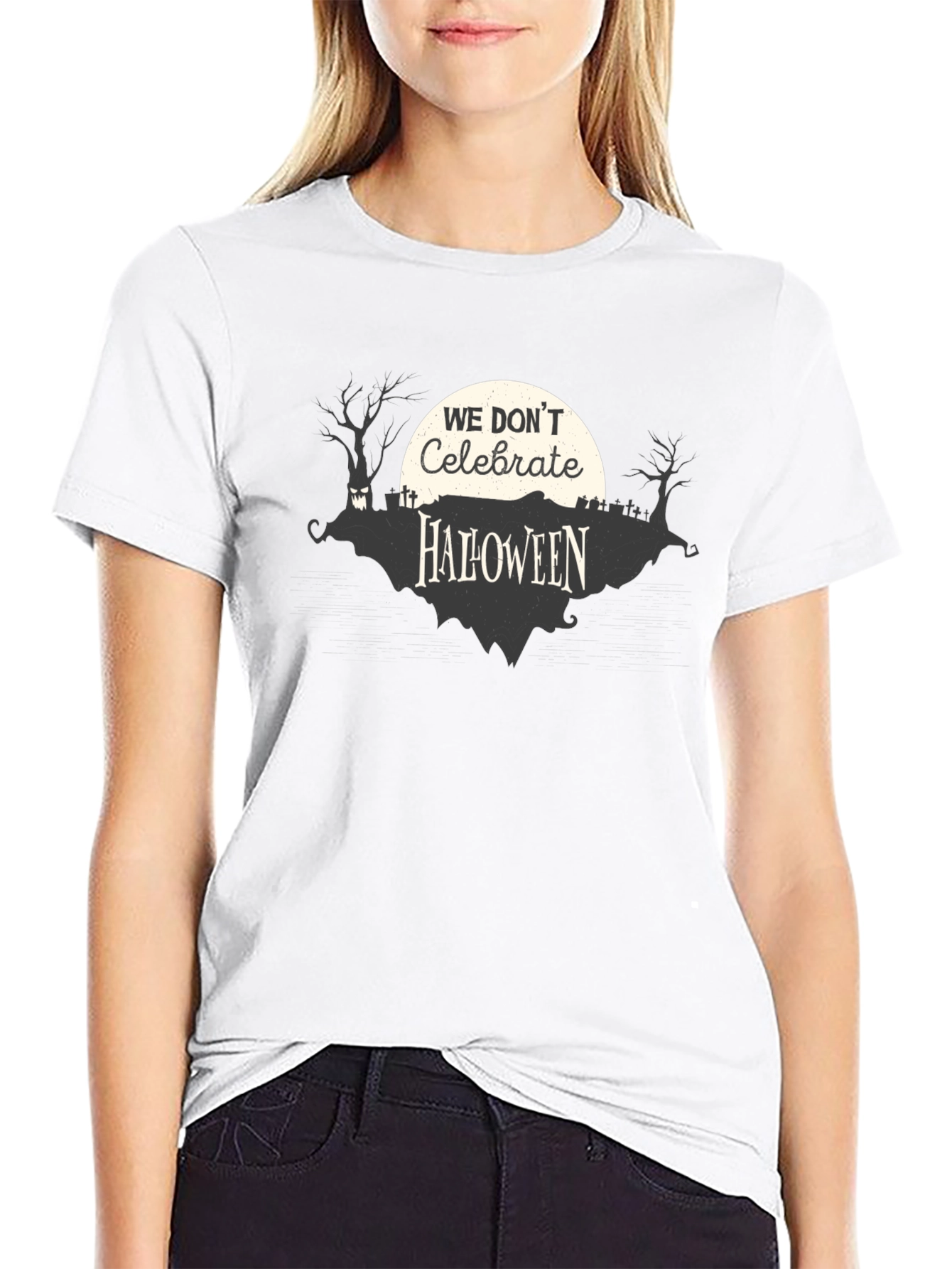 We Dont Celebrate Halloween T-Shirt Creepy Graveyard Design