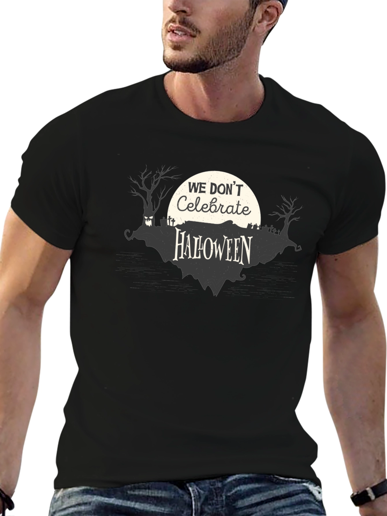 We Dont Celebrate Halloween T-Shirt Creepy Graveyard Design