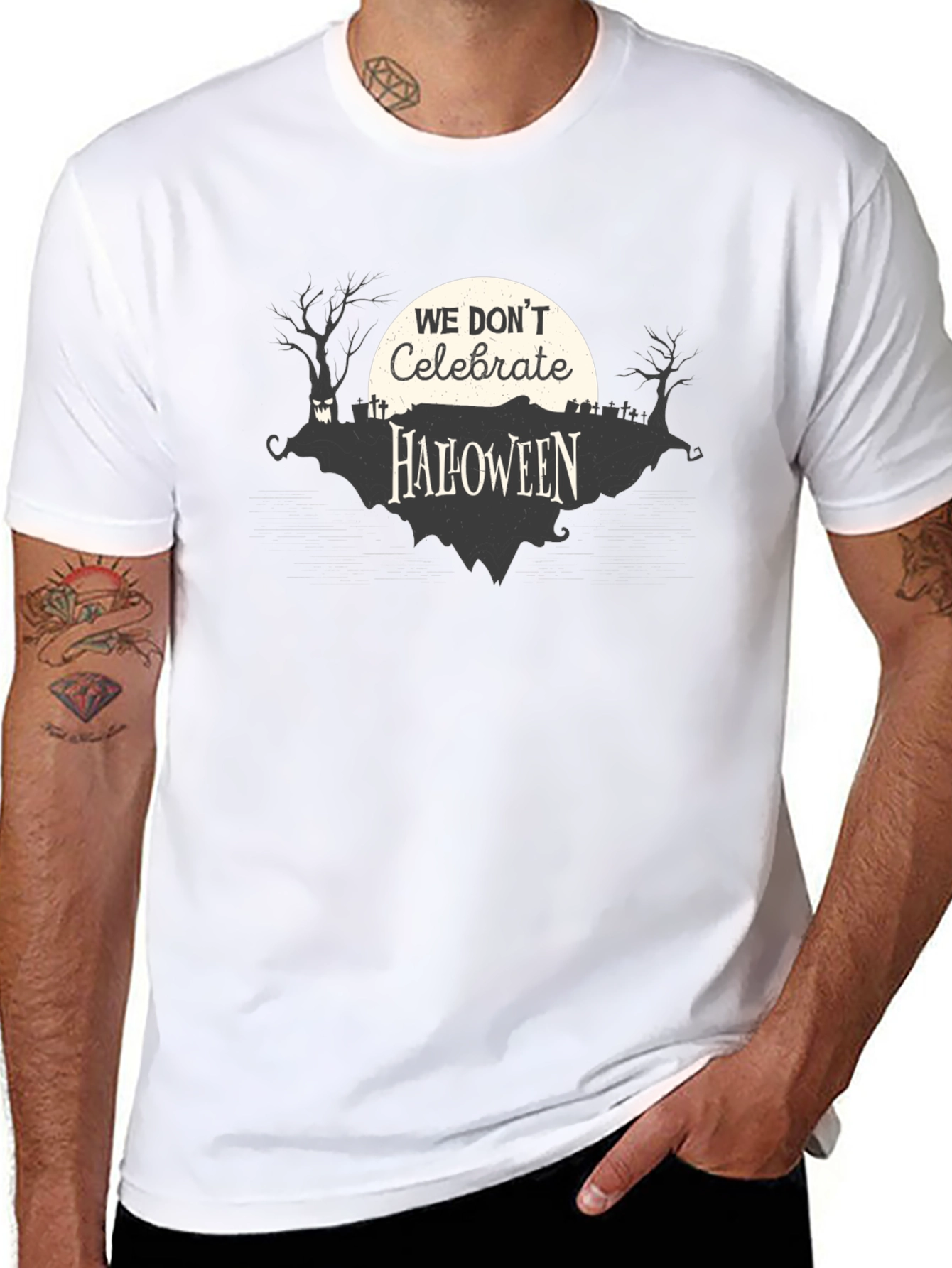 We Dont Celebrate Halloween T-Shirt Creepy Graveyard Design