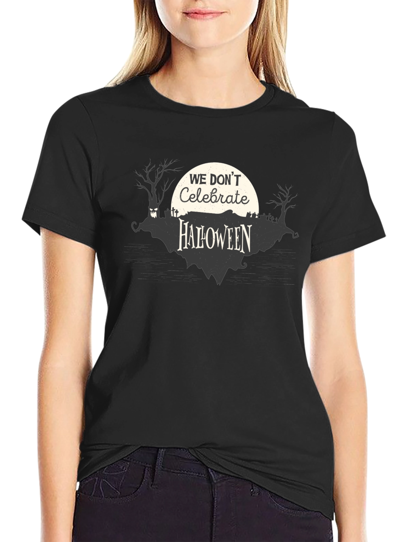 We Dont Celebrate Halloween T-Shirt Creepy Graveyard Design