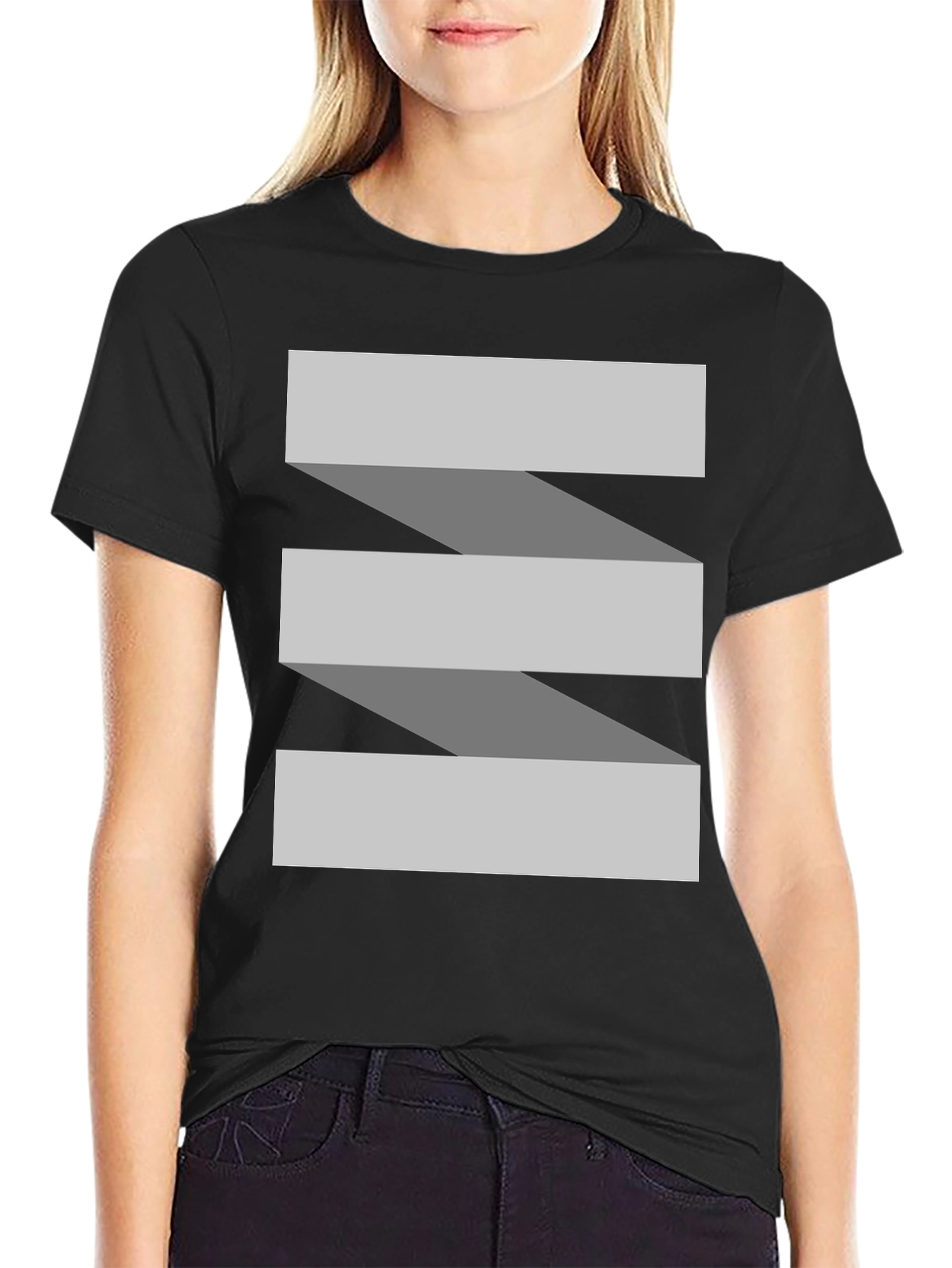 Abstract Ribbon Design Black T-Shirt
