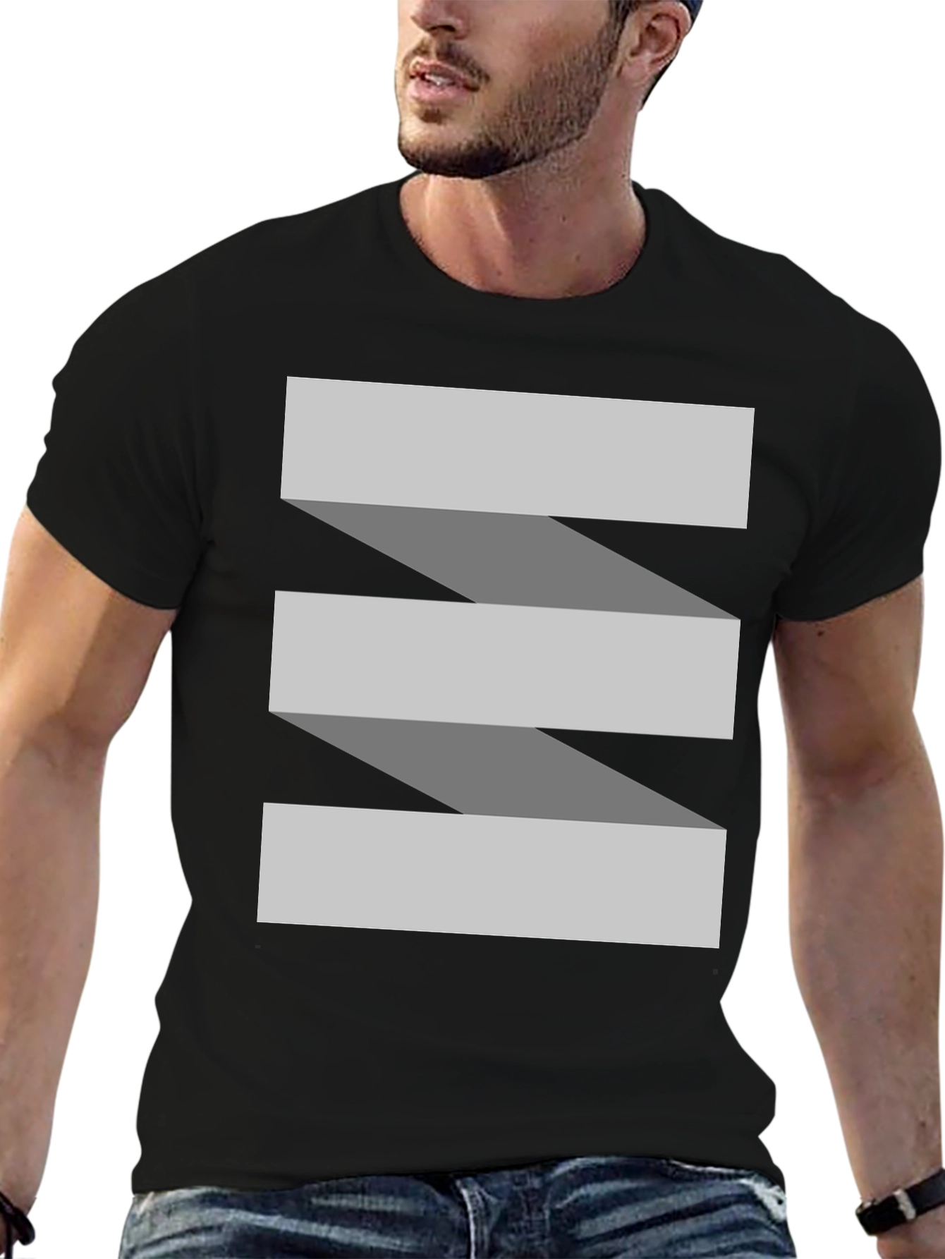 Abstract Ribbon Design Black T-Shirt