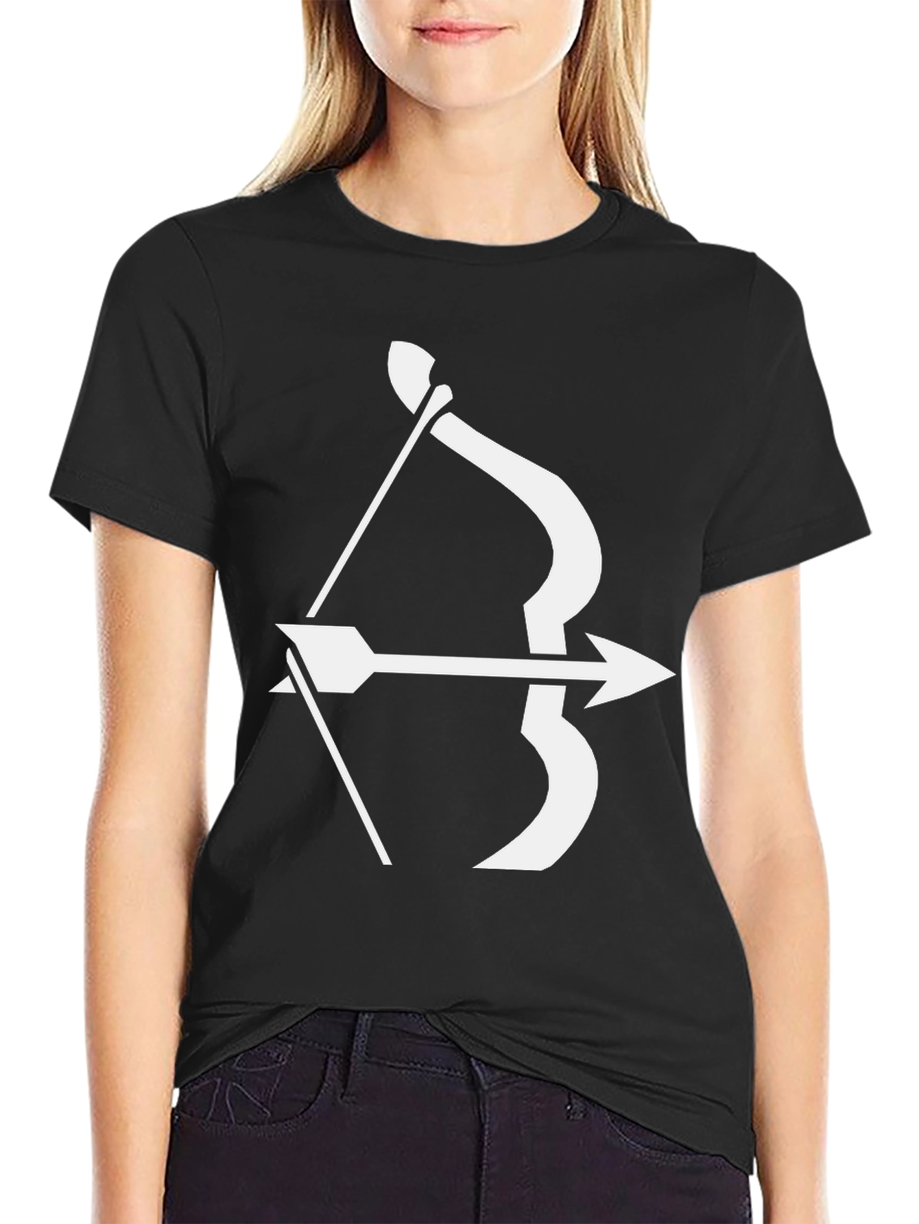 Archer Graphic Tee - Black Bow and Arrow Design