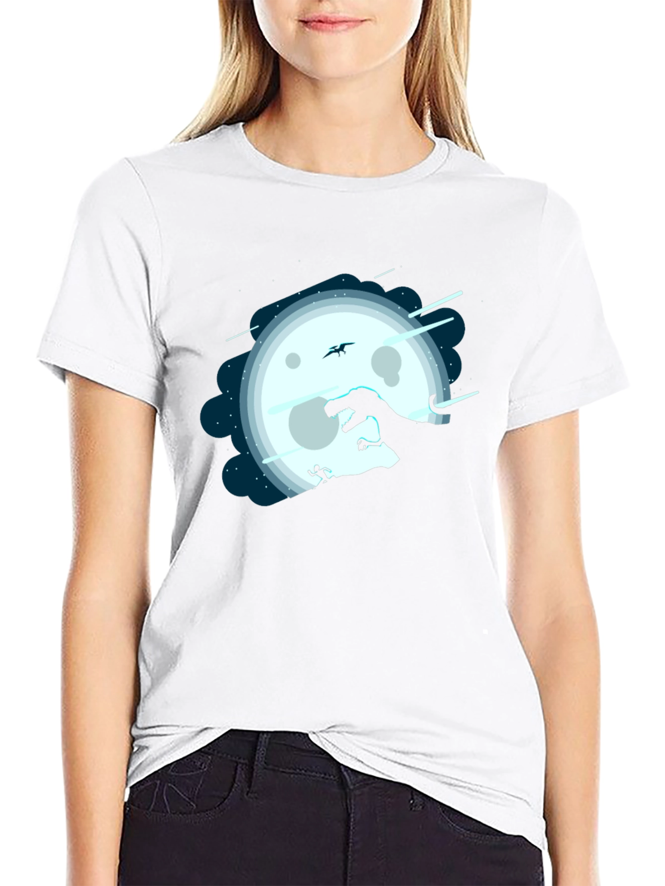 Dino Moon T-Shirt - Chase Under the Night Sky