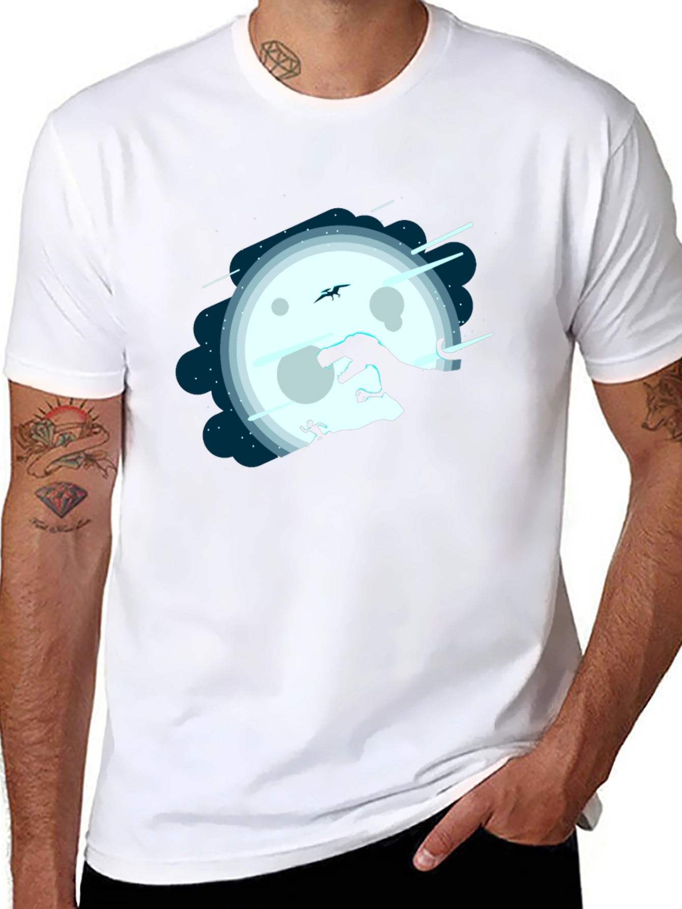 Dino Moon T-Shirt - Chase Under the Night Sky