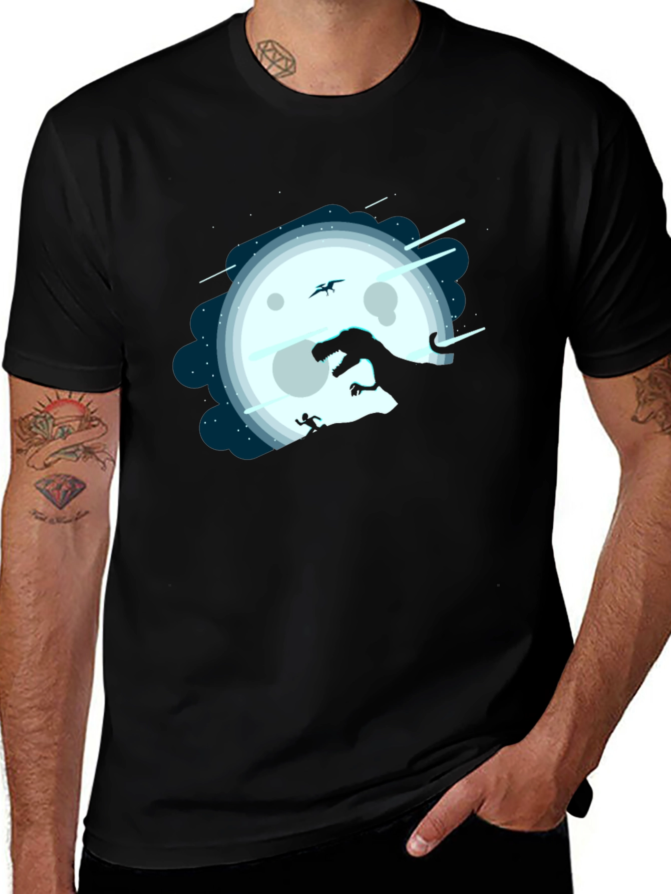 Dino Moon T-Shirt - Chase Under the Night Sky