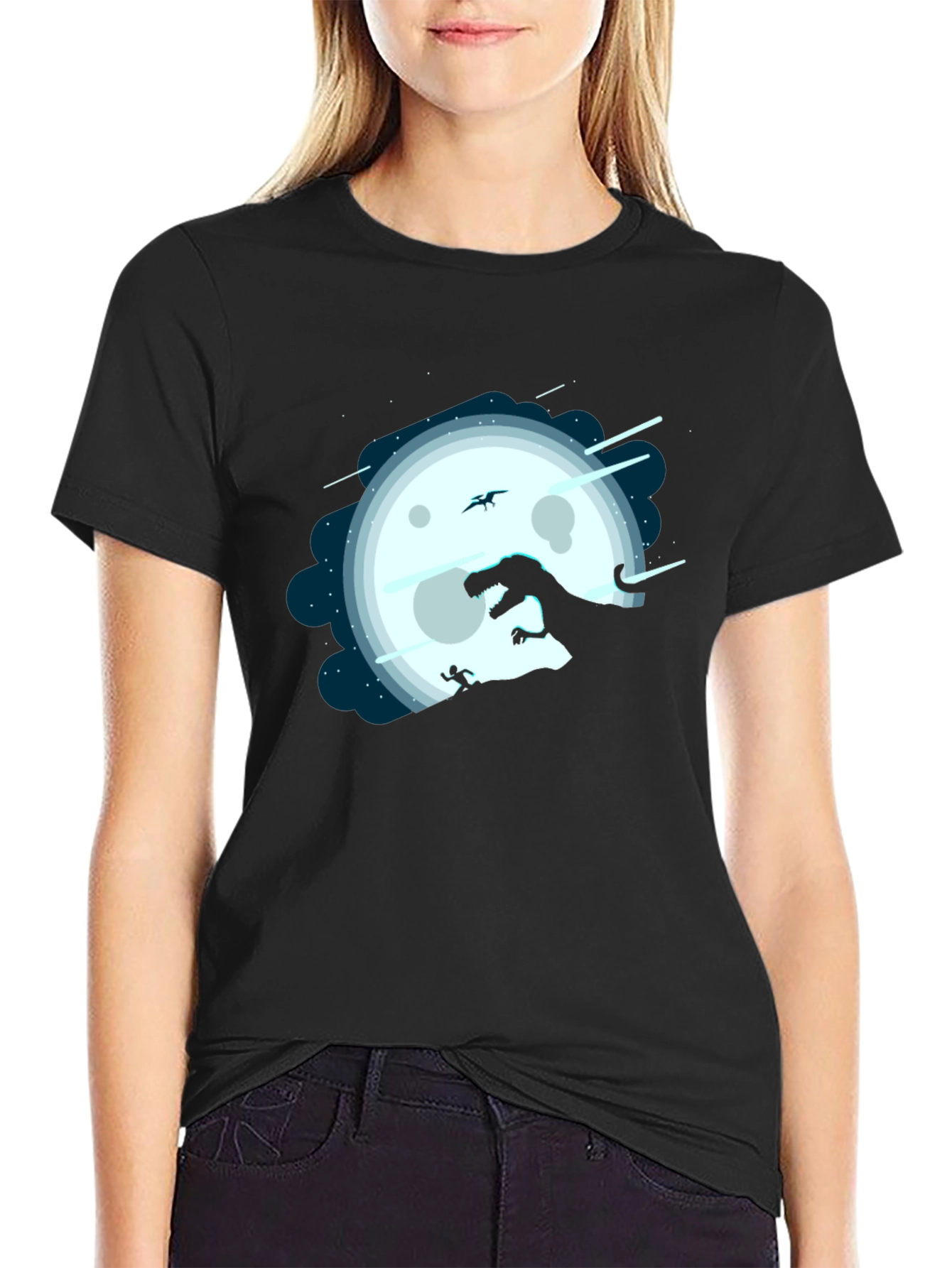 Dino Moon T-Shirt - Chase Under the Night Sky