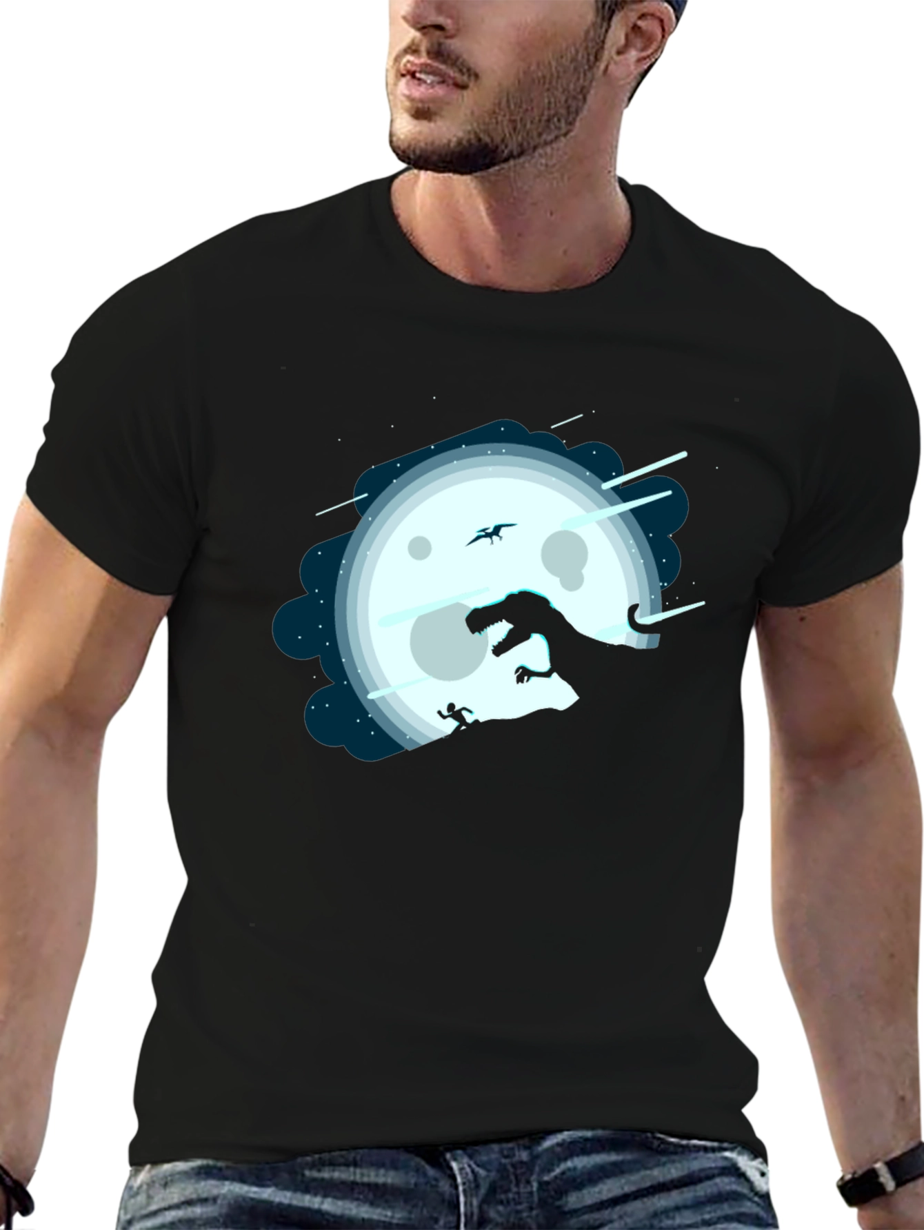 Dino Moon T-Shirt - Chase Under the Night Sky