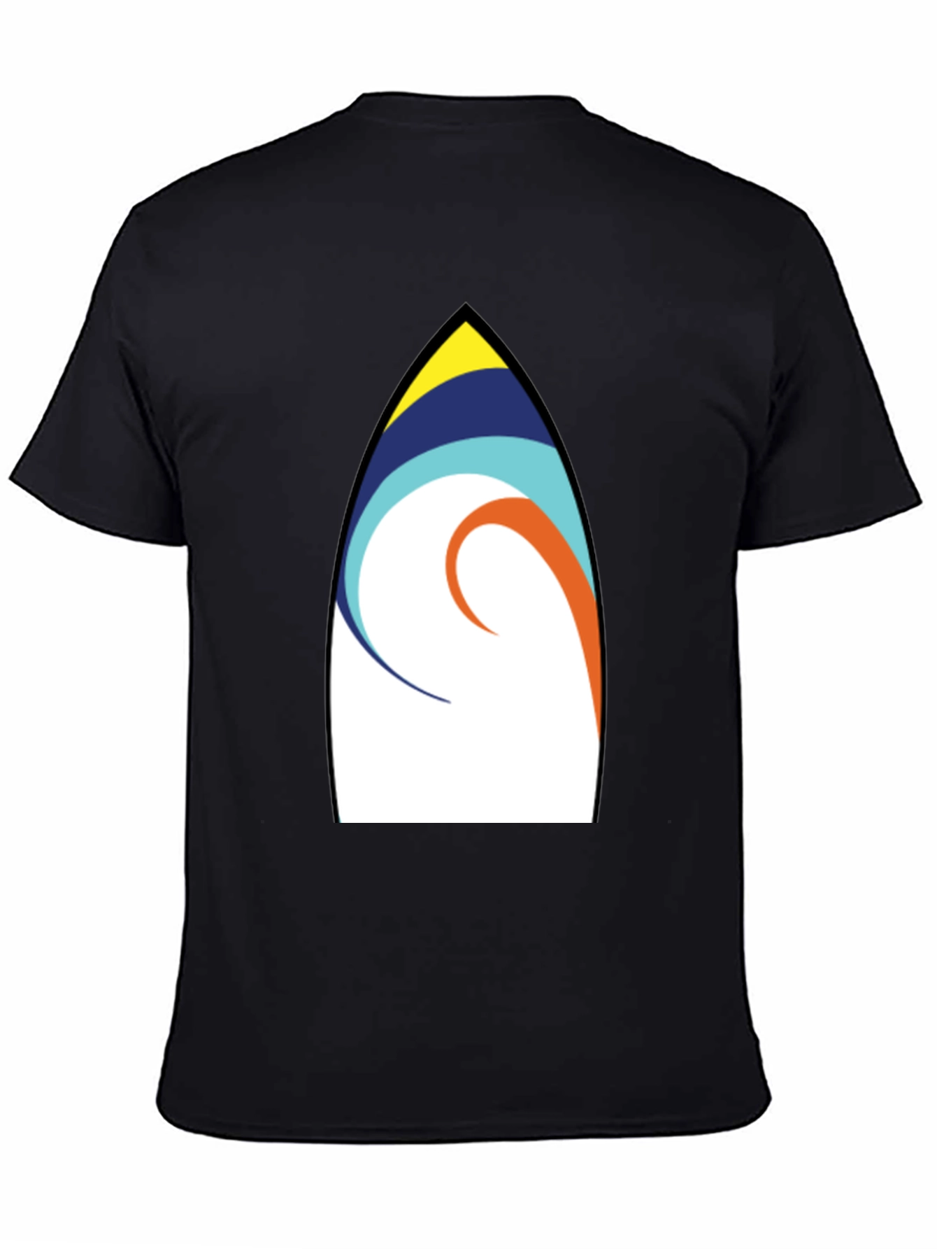 Surfboard Art Graphic Tee - Casual Black T-Shirt