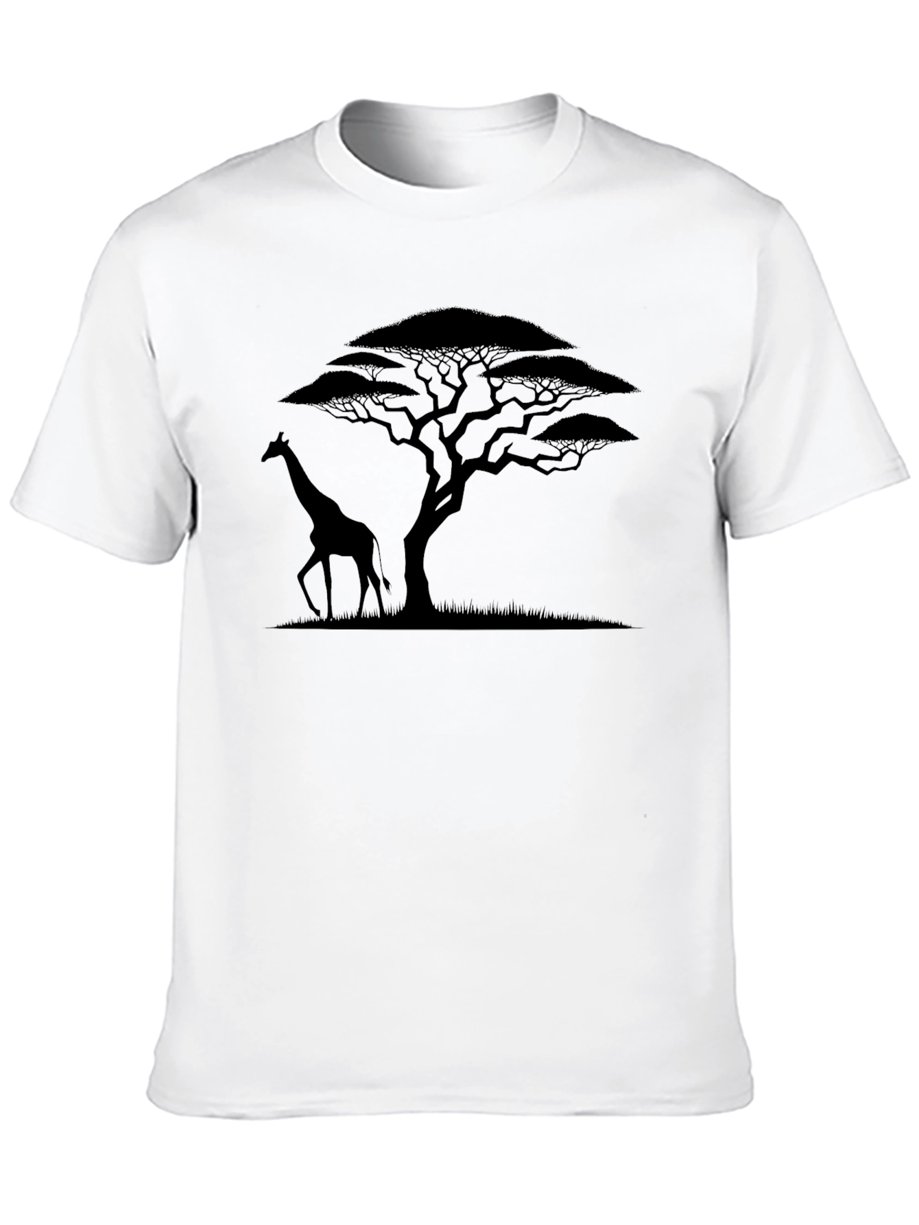 Giraffe & Acacia Tree Graphic Tee - Black