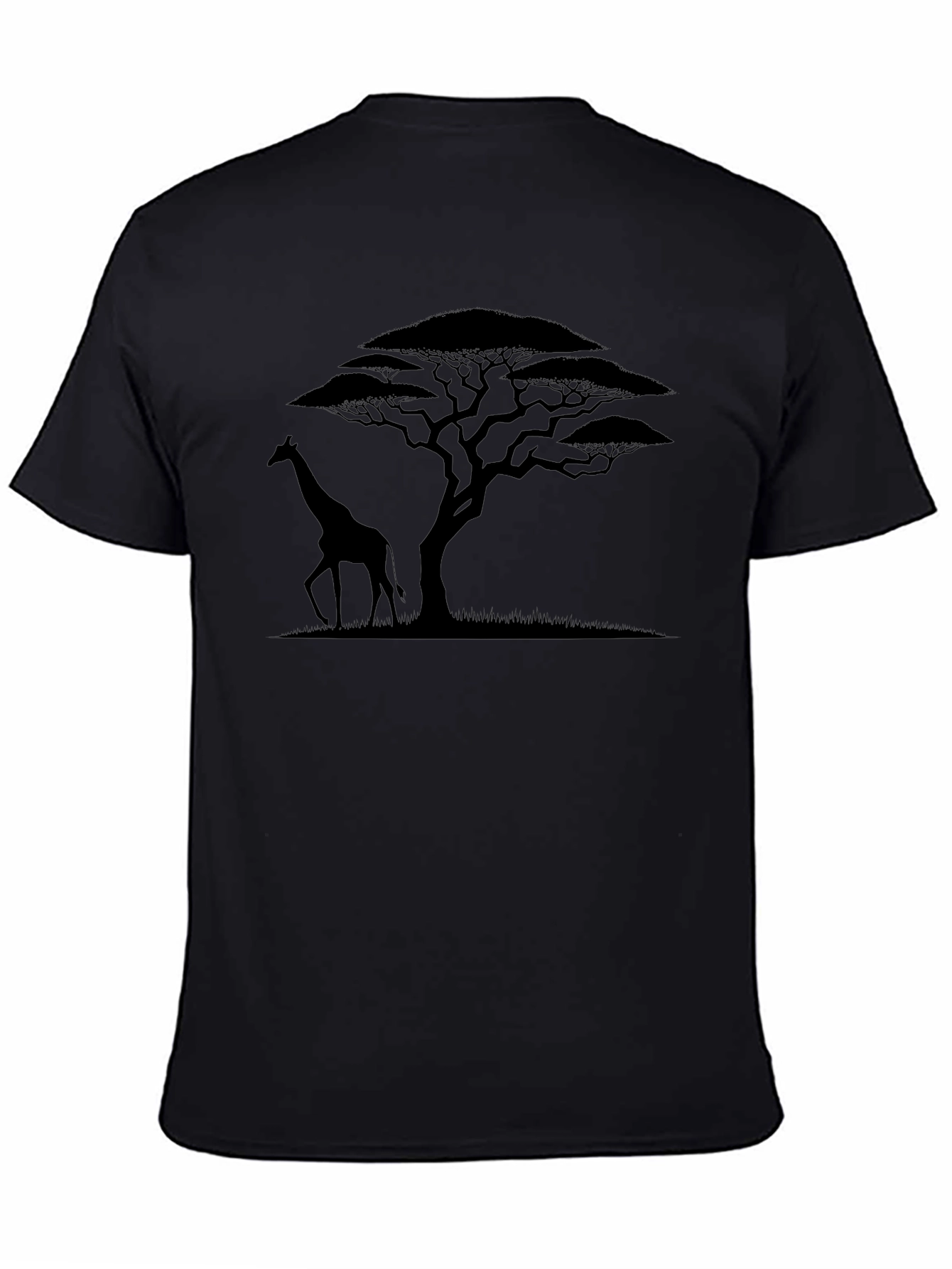 Giraffe & Acacia Tree Graphic Tee - Black