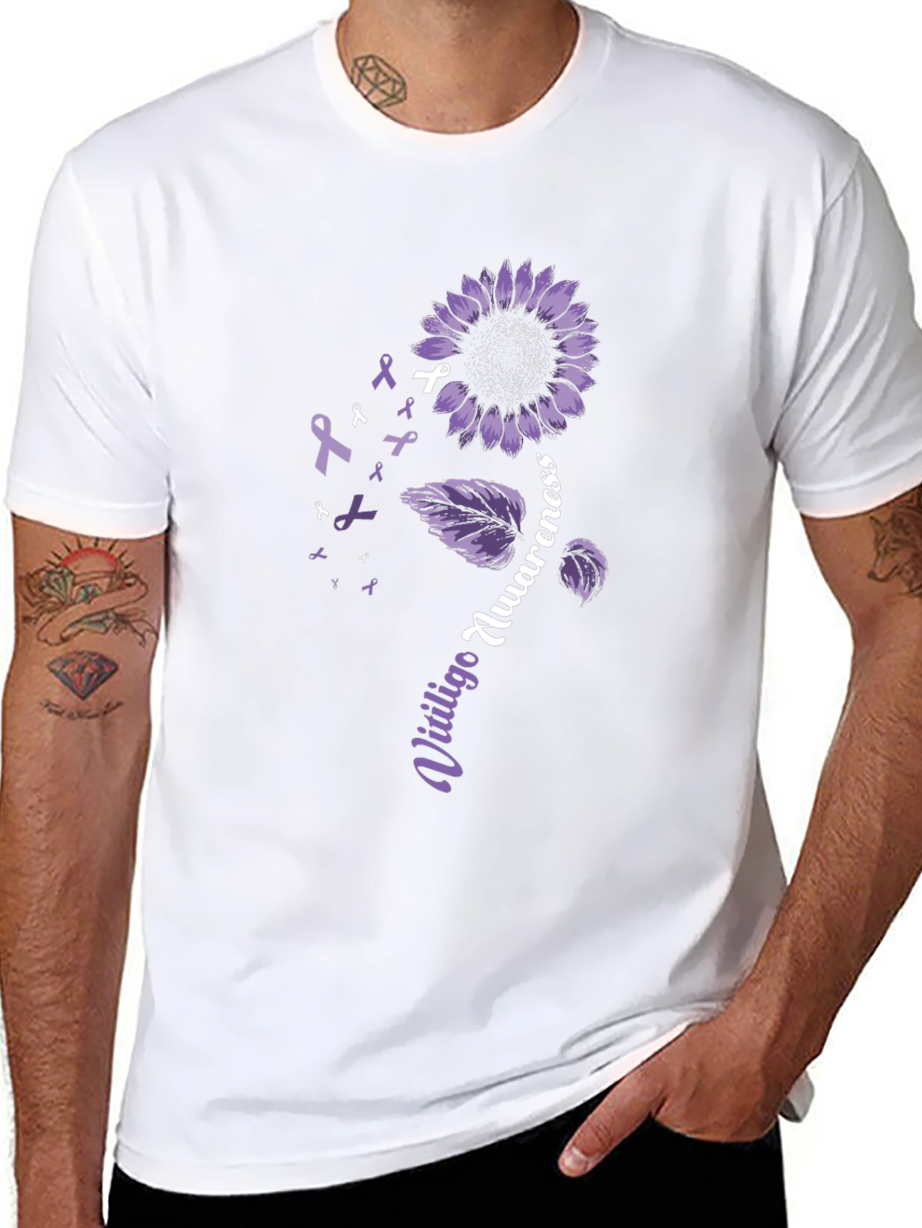 Vitiligo Awareness Sunflower Graphic T-Shirt