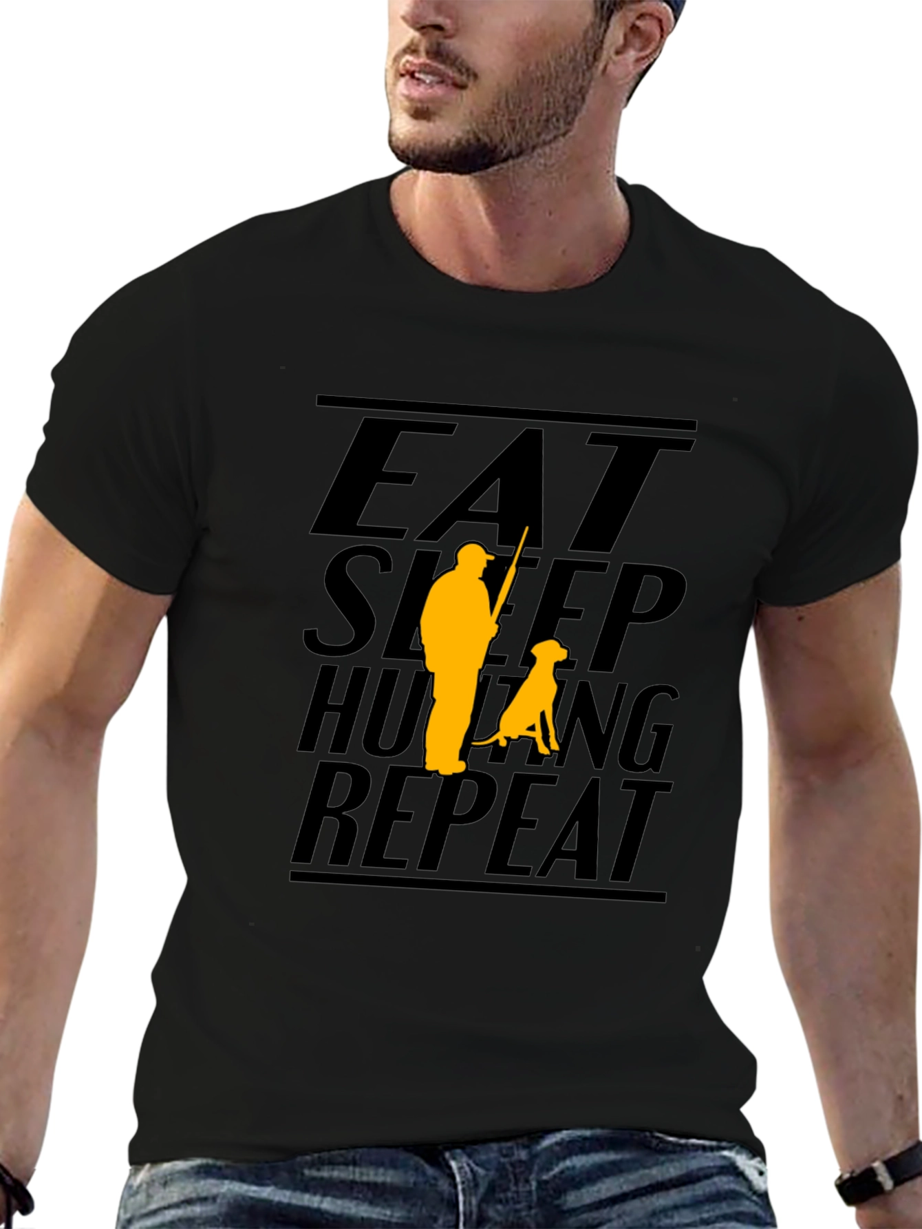 Eat Sleep Hunting Repeat Black T-Shirt