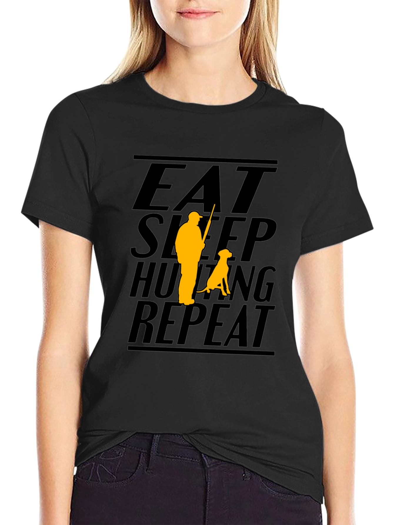Eat Sleep Hunting Repeat Black T-Shirt
