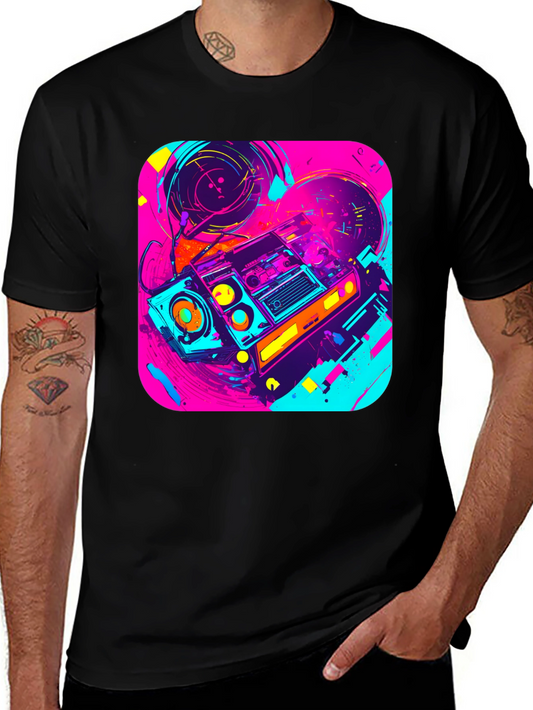 Retro Boombox Graphic Tee - 80s Vibe