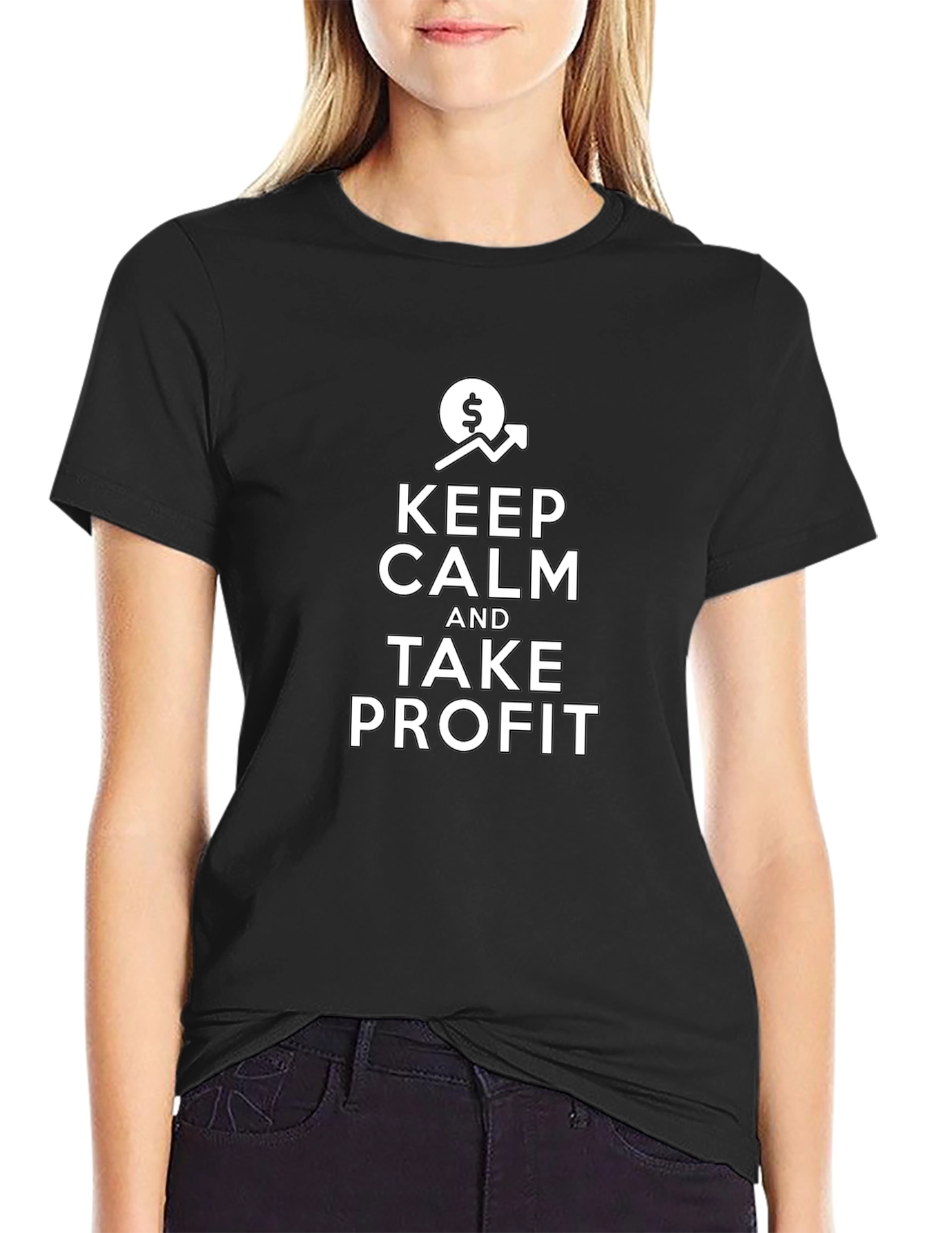 Keep Calm and Take Profit Black Graphic Tee