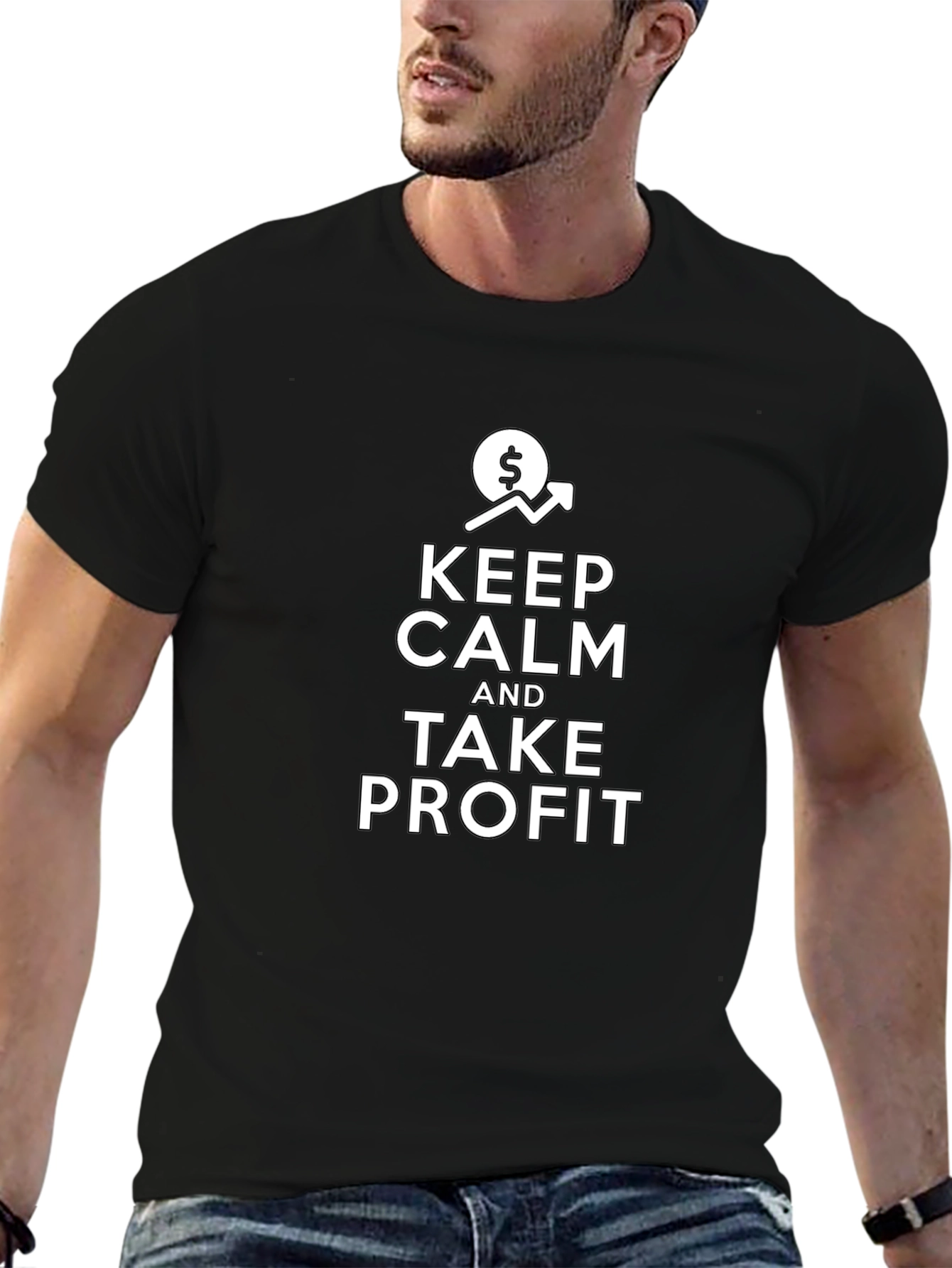 Keep Calm and Take Profit Black Graphic Tee