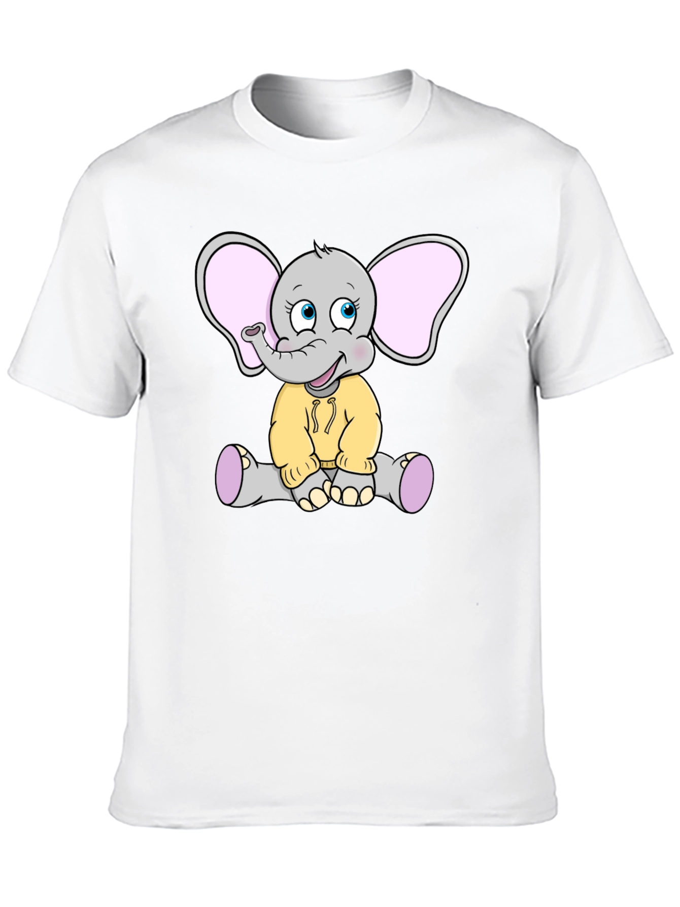 Cute Elephant Graphic Tee - Black Cotton T-Shirt