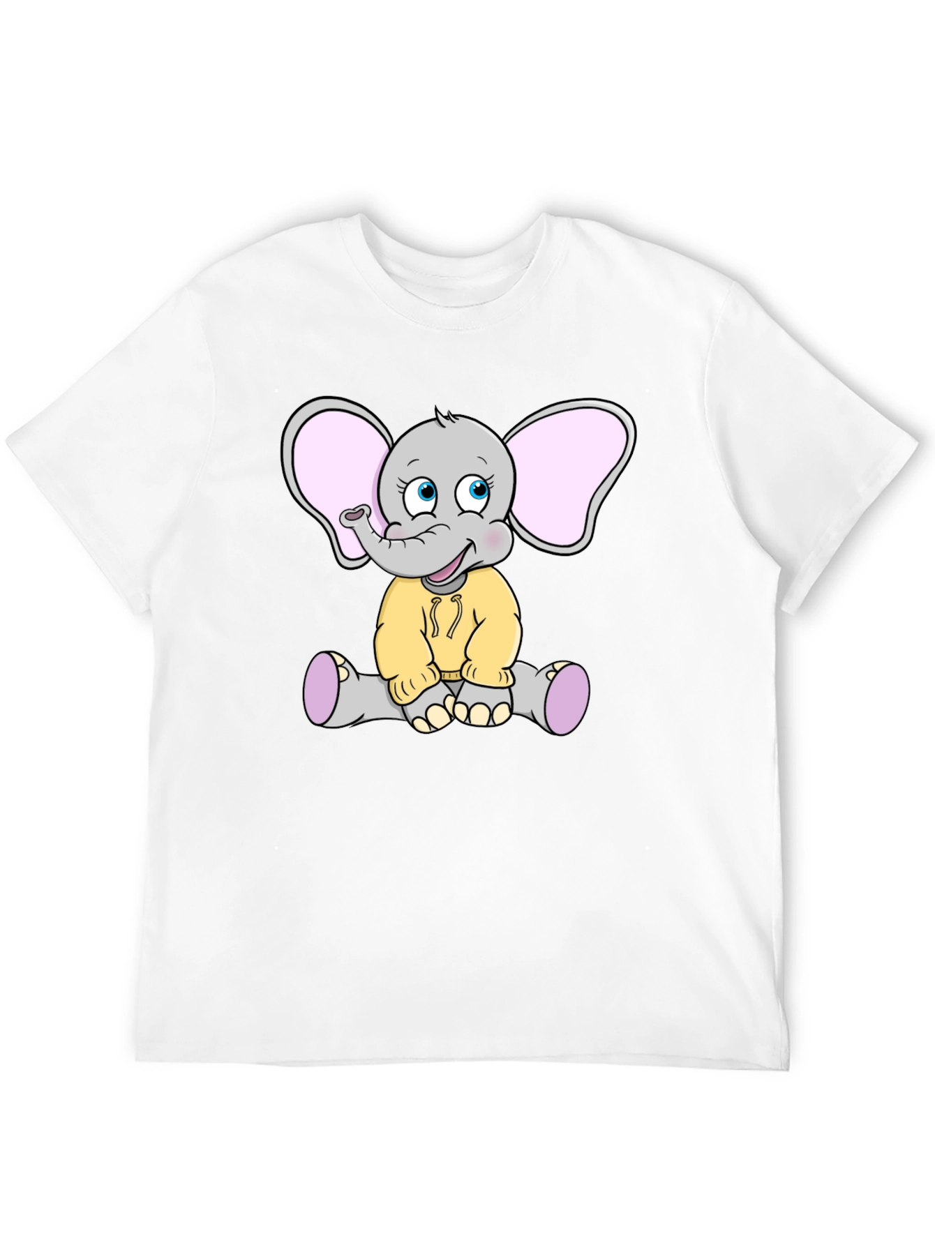 Cute Elephant Graphic Tee - Black Cotton T-Shirt