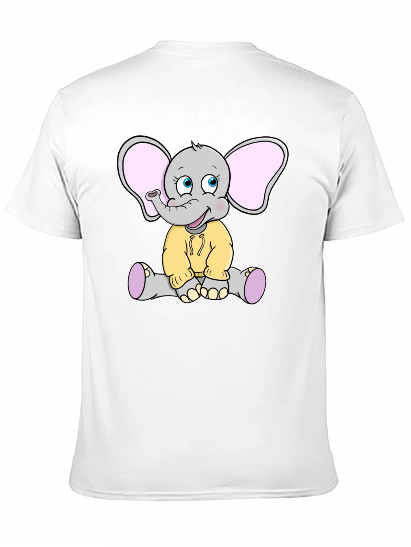 Cute Elephant Graphic Tee - Black Cotton T-Shirt