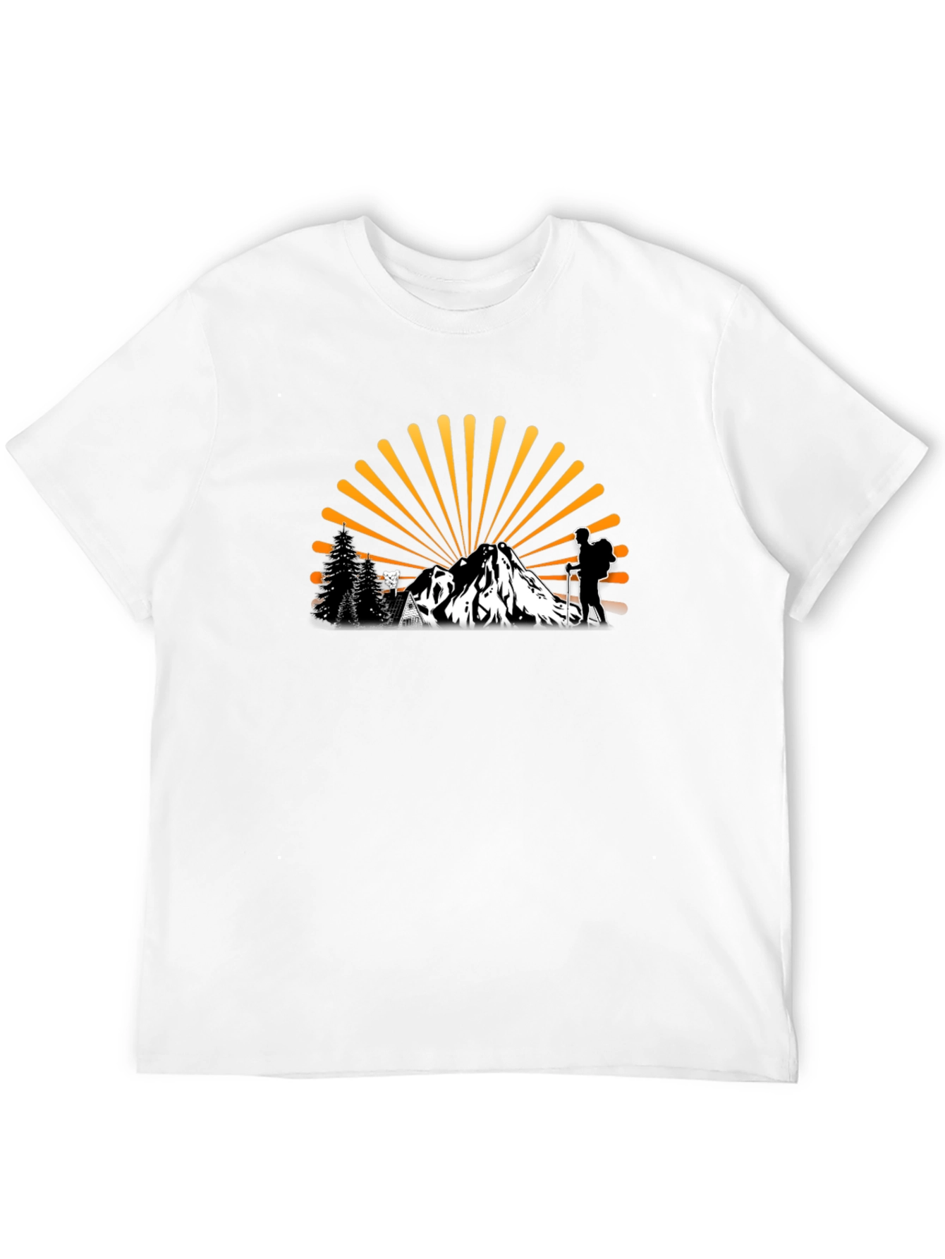 Adventure Awaits Graphic Tee - Hiker & Mountain Design