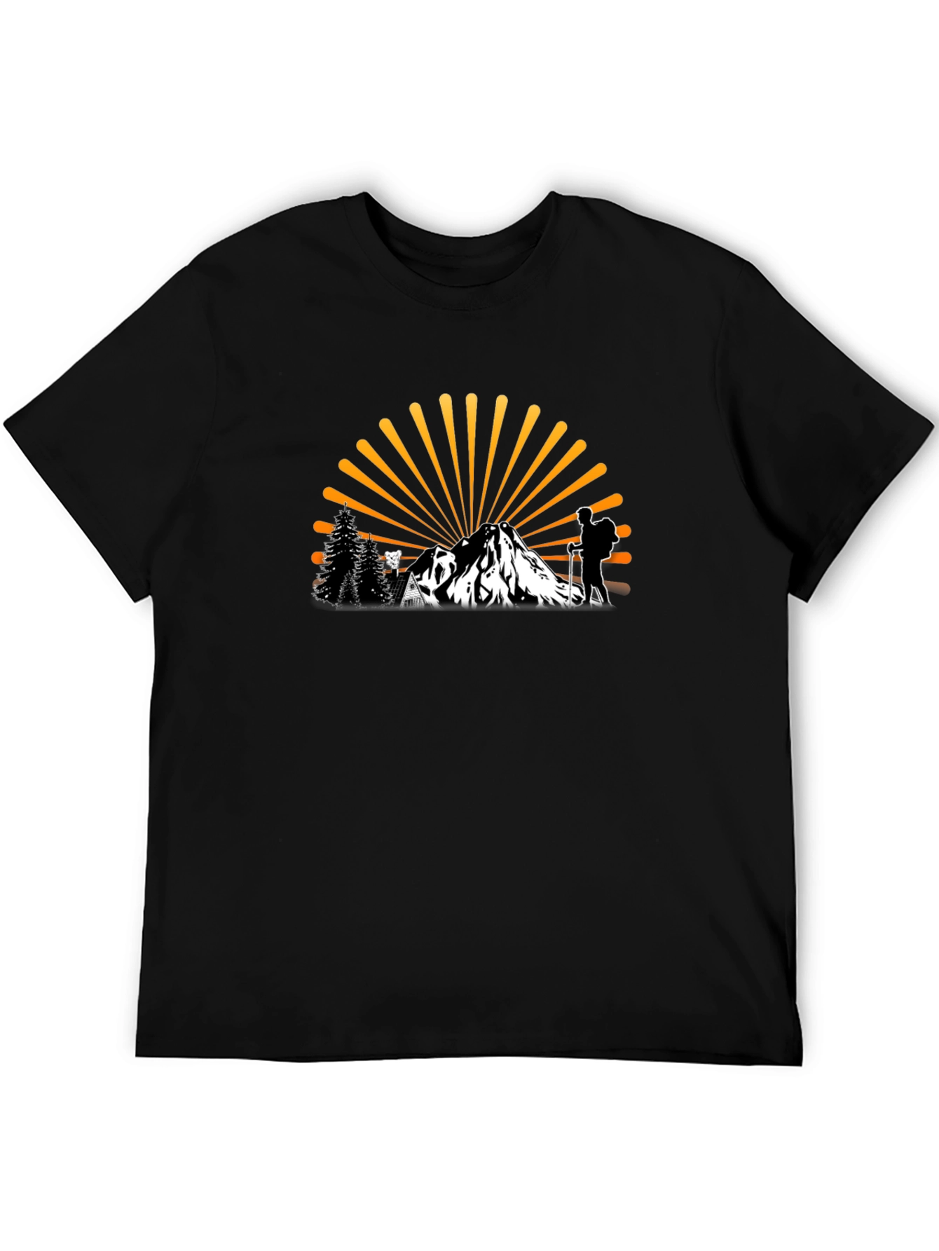 Adventure Awaits Graphic Tee - Hiker & Mountain Design
