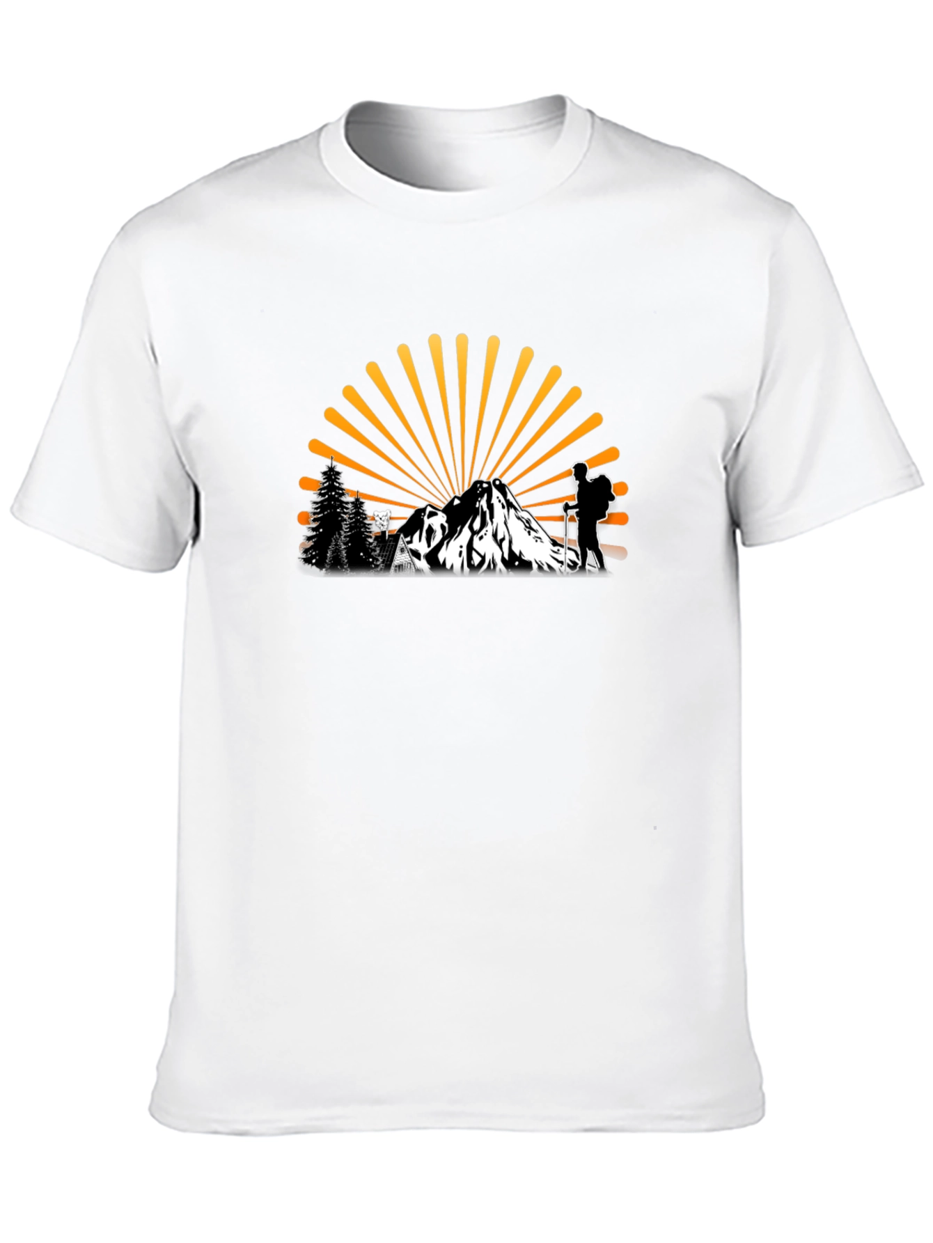 Adventure Awaits Graphic Tee - Hiker & Mountain Design