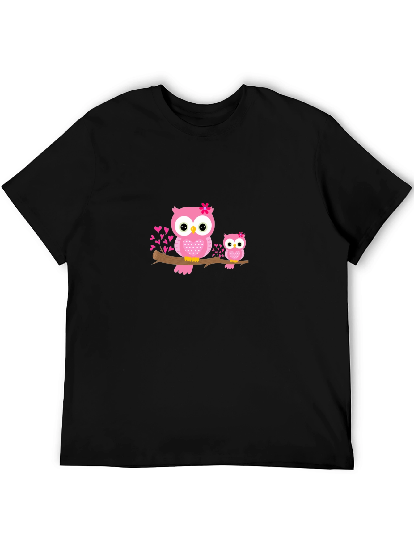 Cute Owl Family Black Graphic Tee
