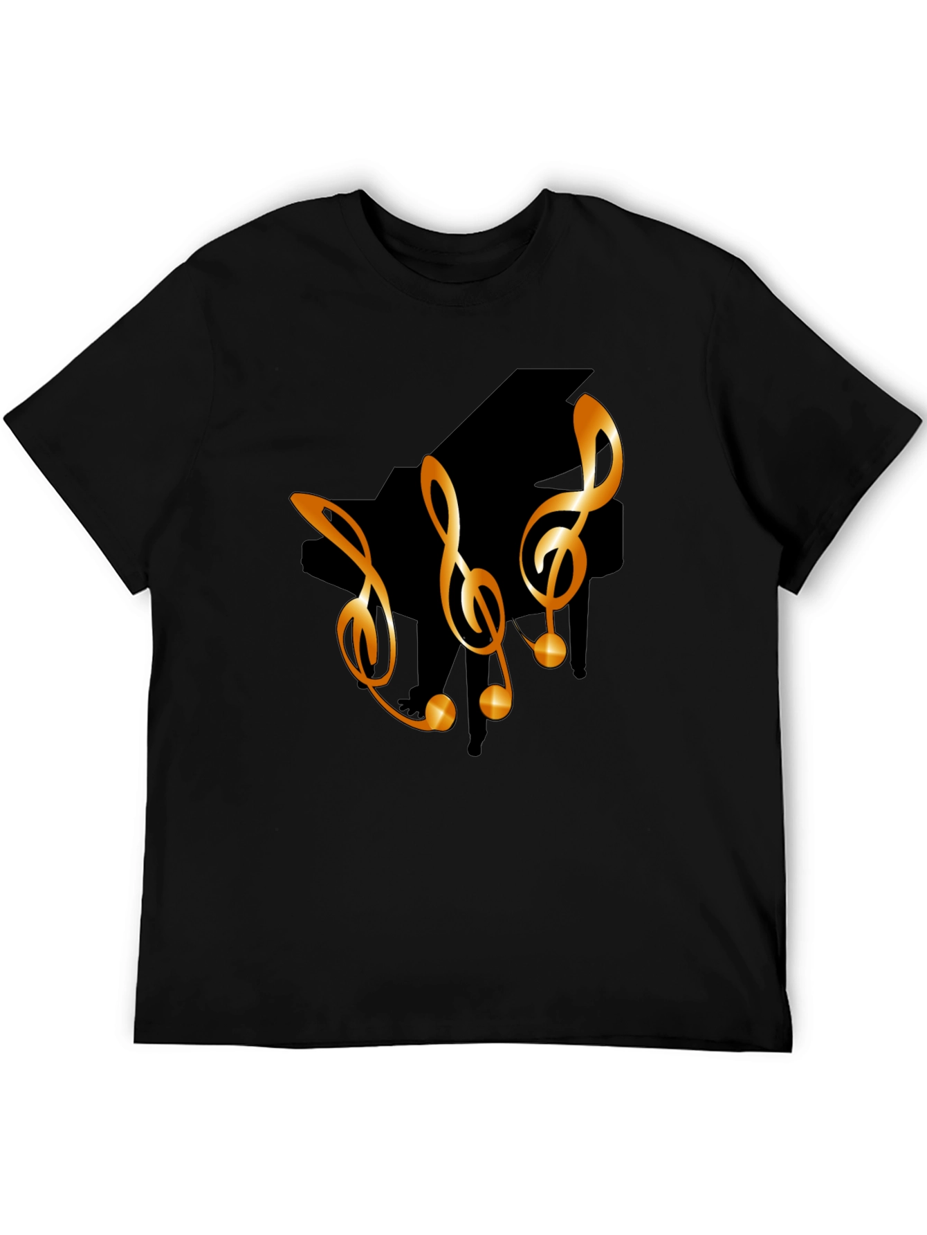 Piano & Clef Graphic Tee - Black T-Shirt