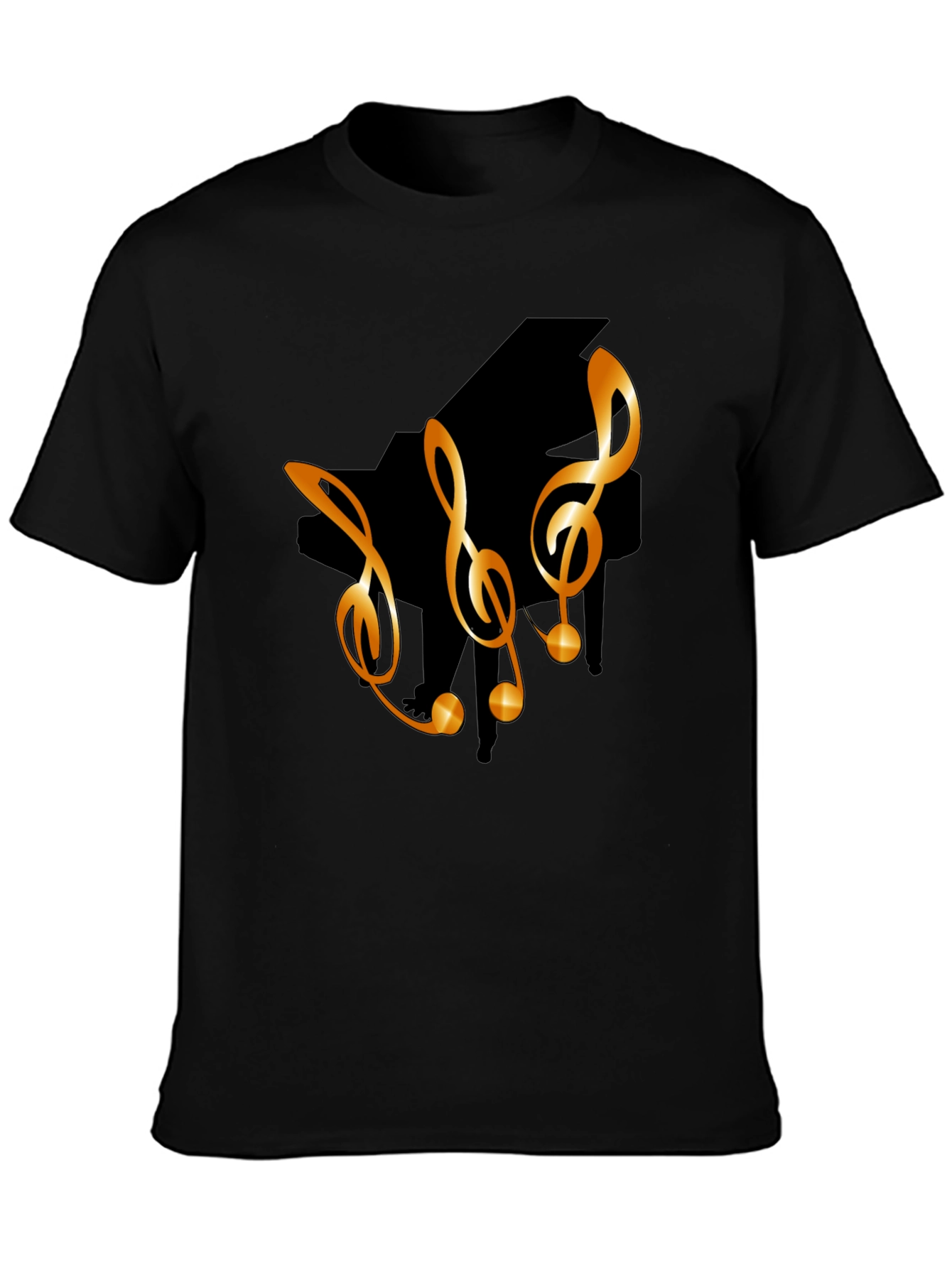 Piano & Clef Graphic Tee - Black T-Shirt