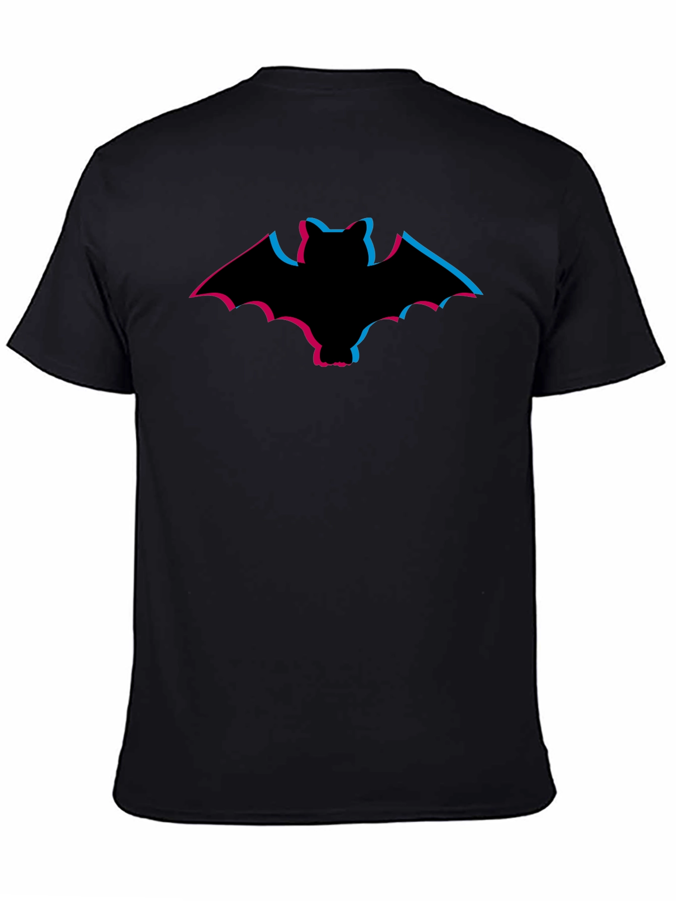 Stereoscopic Bat Graphic Tee - Black Cotton Comfort