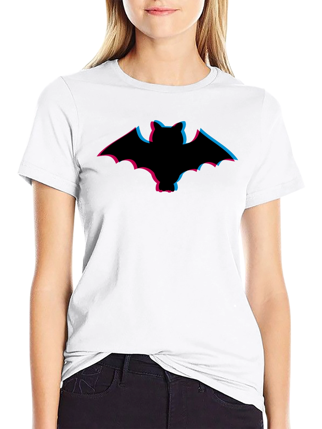 Stereoscopic Bat Graphic Tee - Black Cotton Comfort