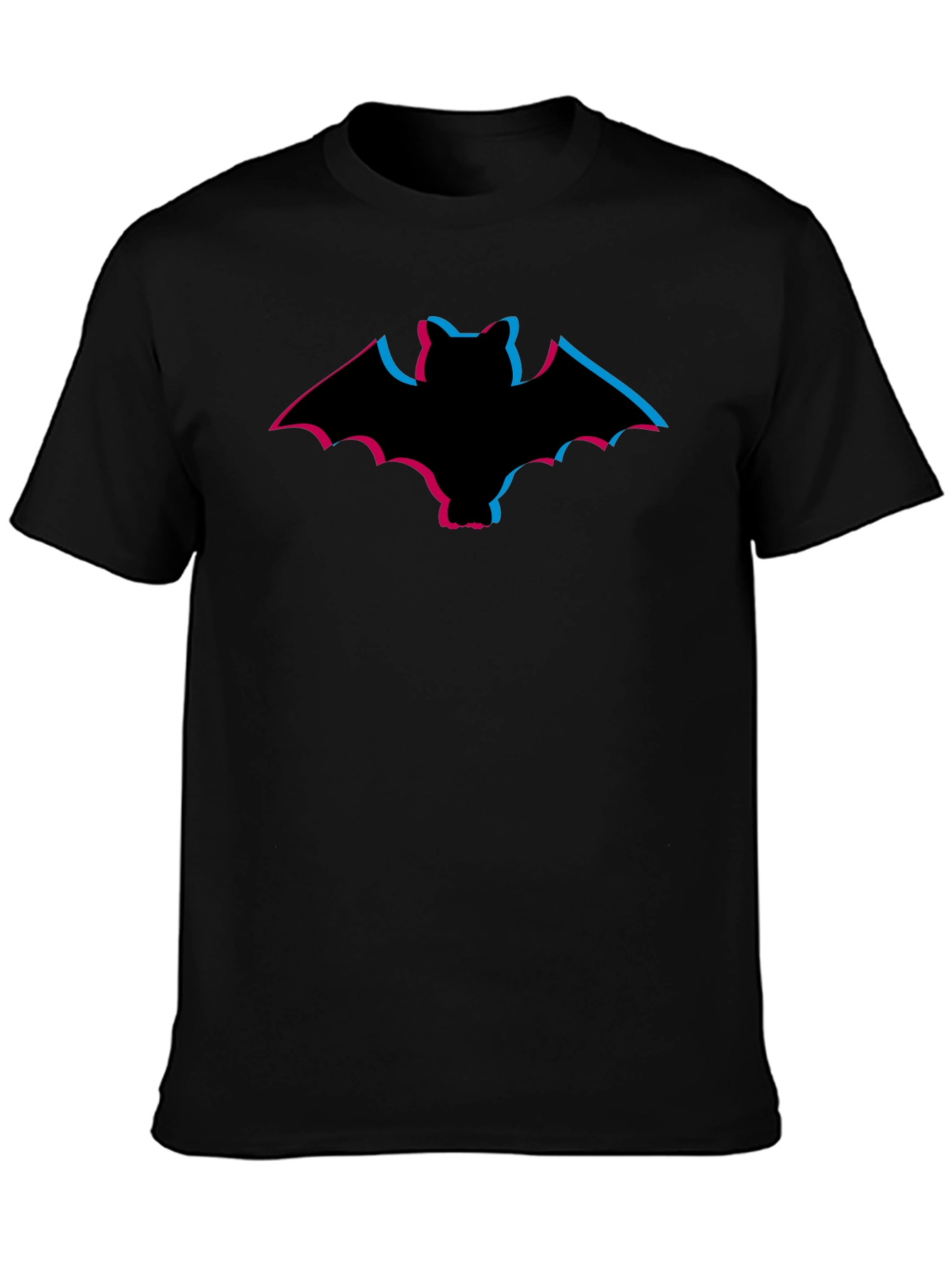 Stereoscopic Bat Graphic Tee - Black Cotton Comfort