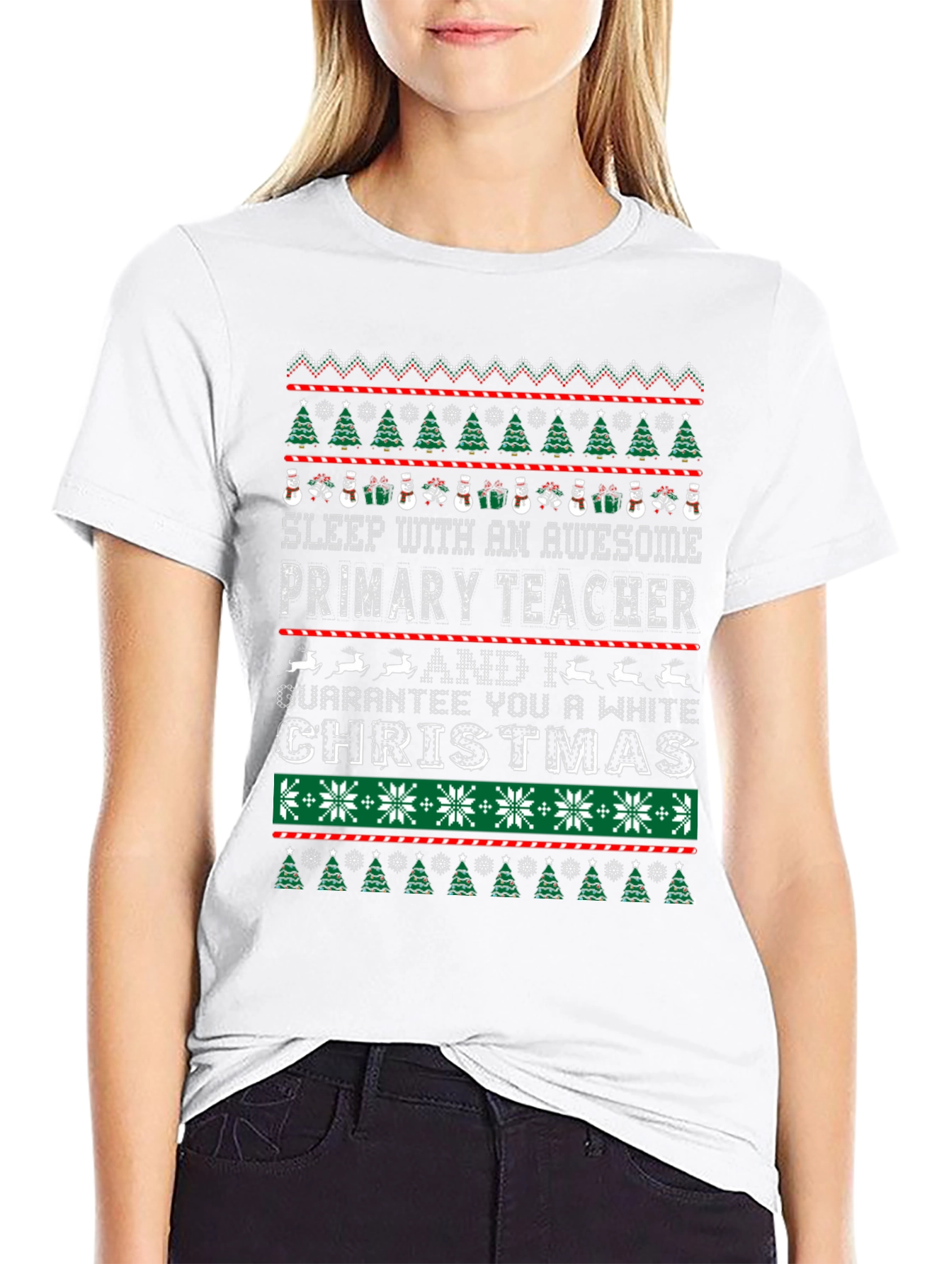 Awesome Primary Teacher Ugly Christmas T-Shirt