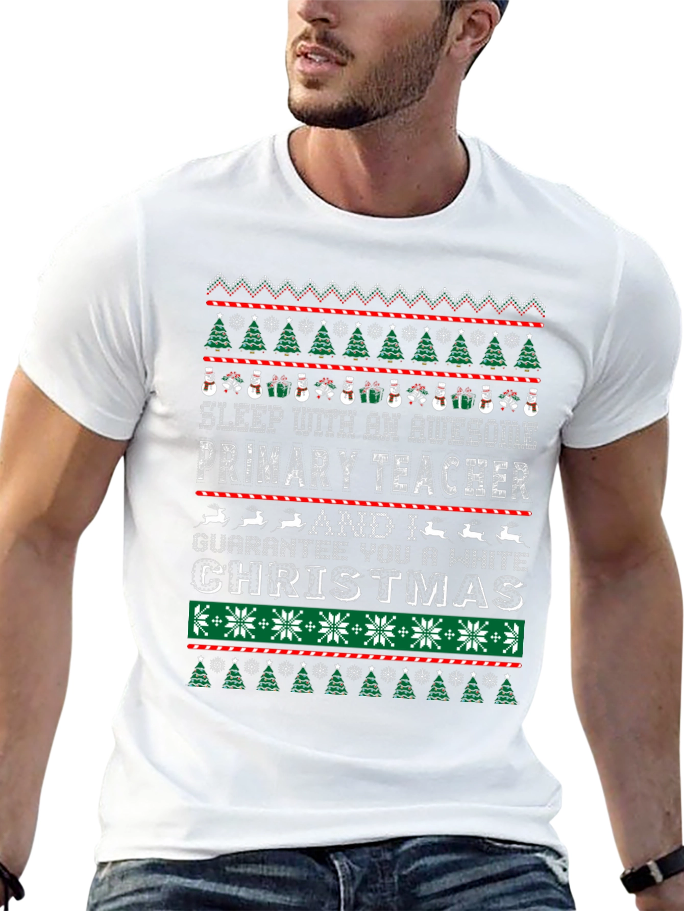Awesome Primary Teacher Ugly Christmas T-Shirt