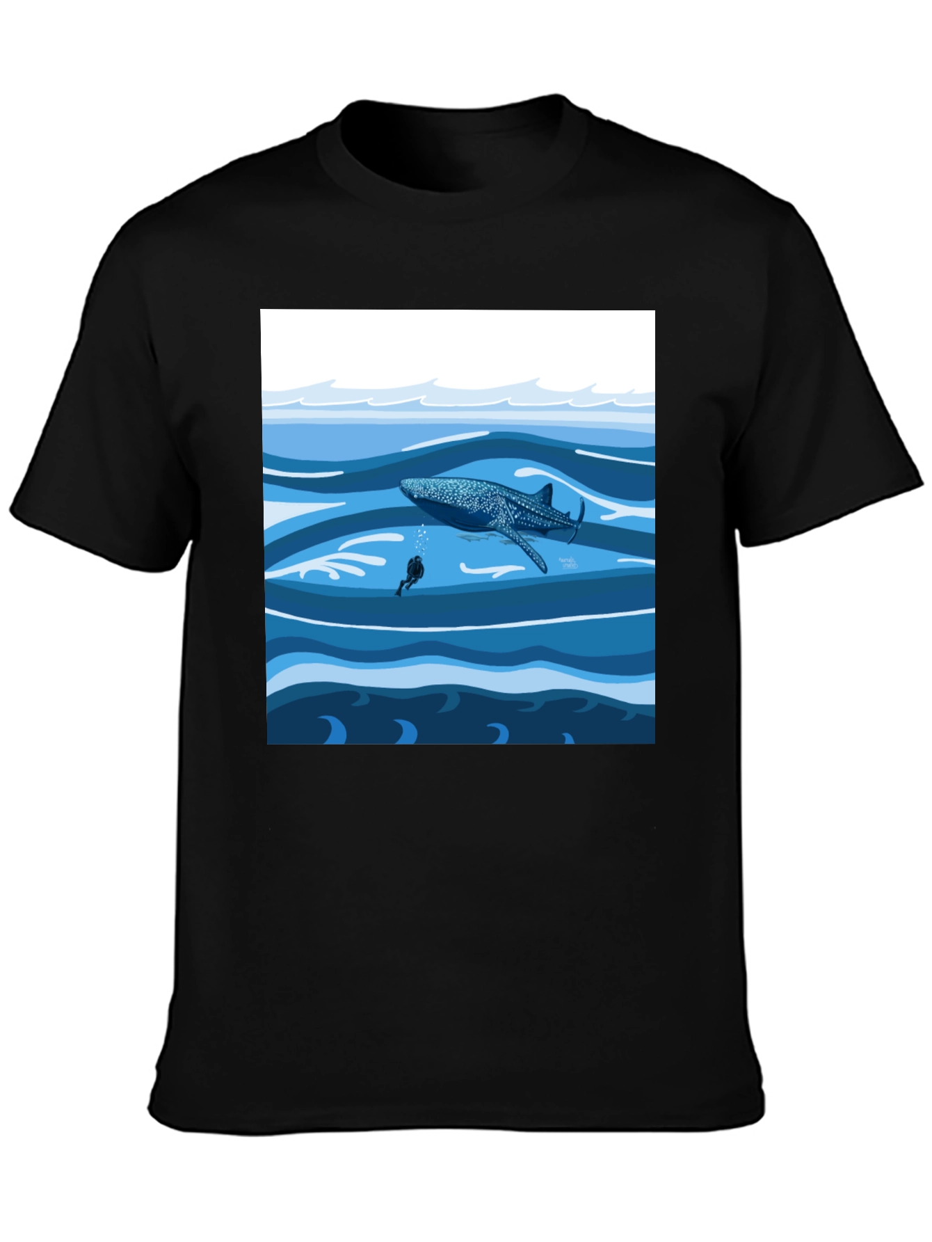 Whale Shark Diver Graphic Tee - Ocean Adventure Shirt