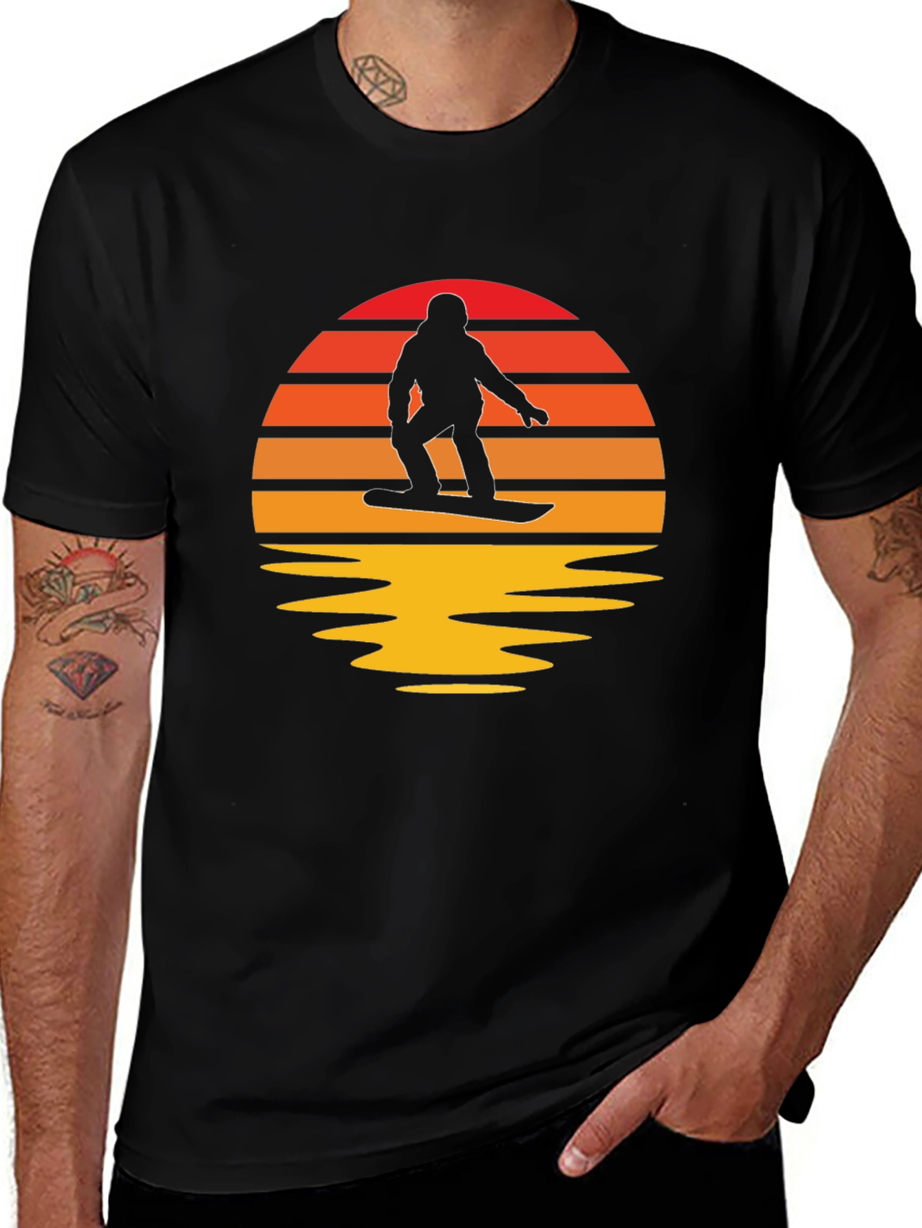 Sunset Snowboarder Graphic Tee - Retro Style