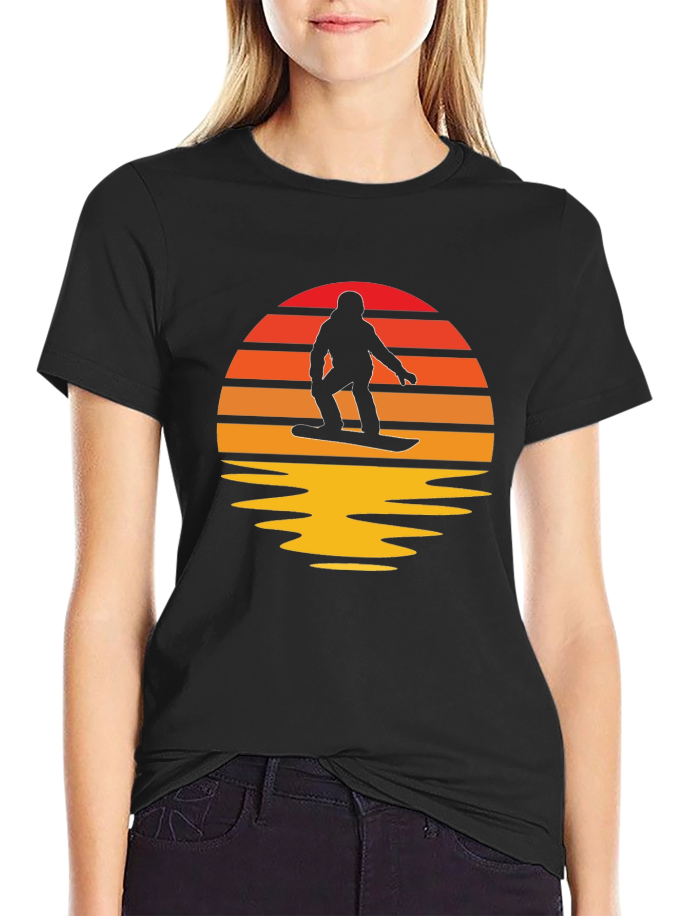 Sunset Snowboarder Graphic Tee - Retro Style