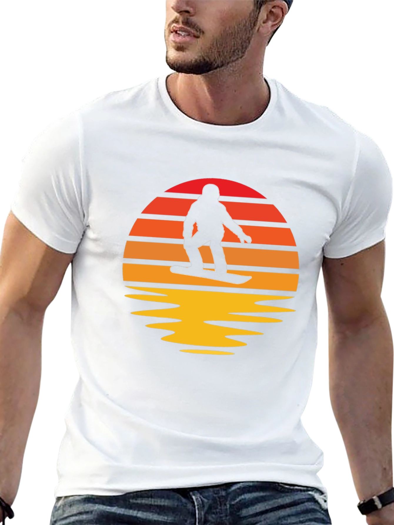 Sunset Snowboarder Graphic Tee - Retro Style