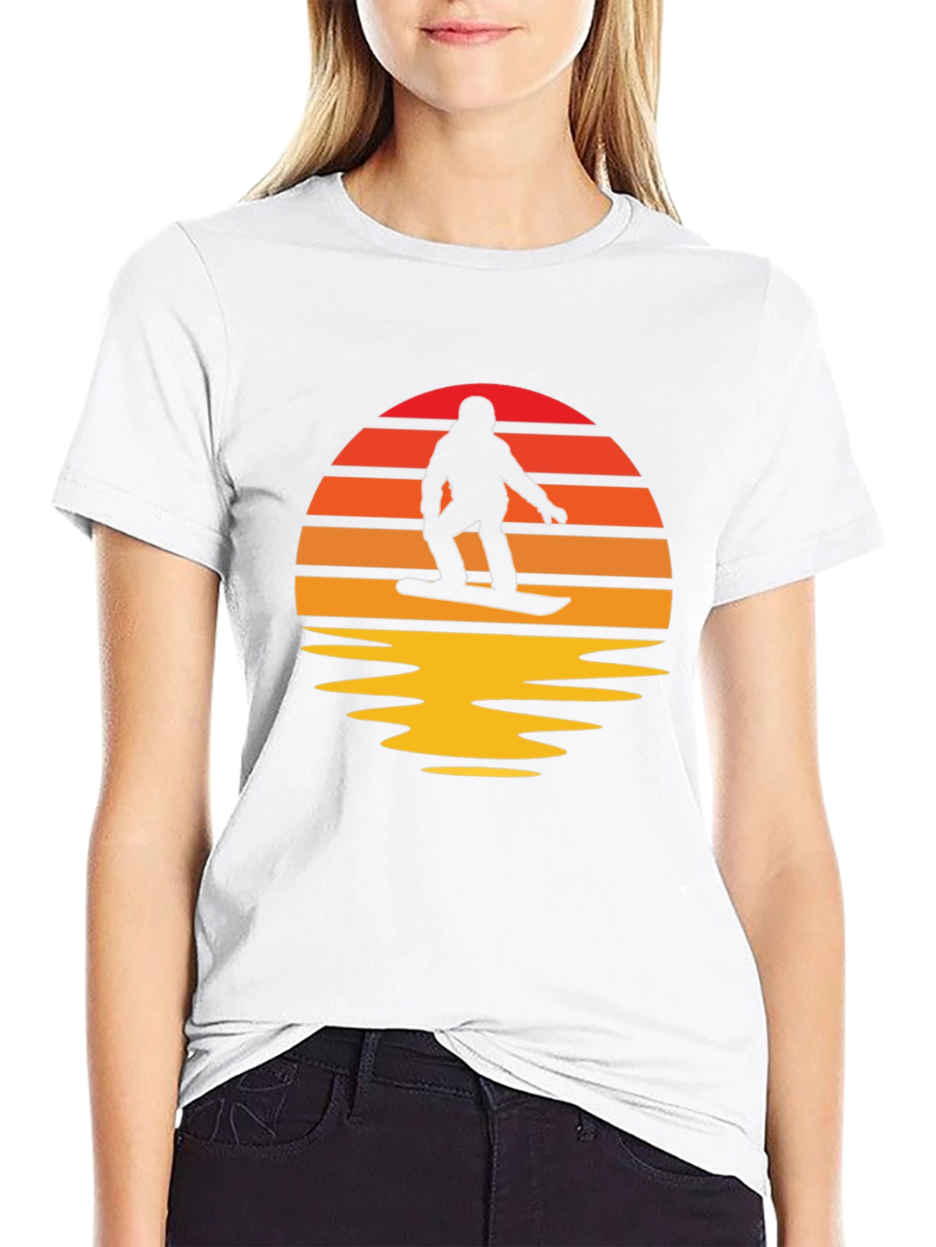 Sunset Snowboarder Graphic Tee - Retro Style