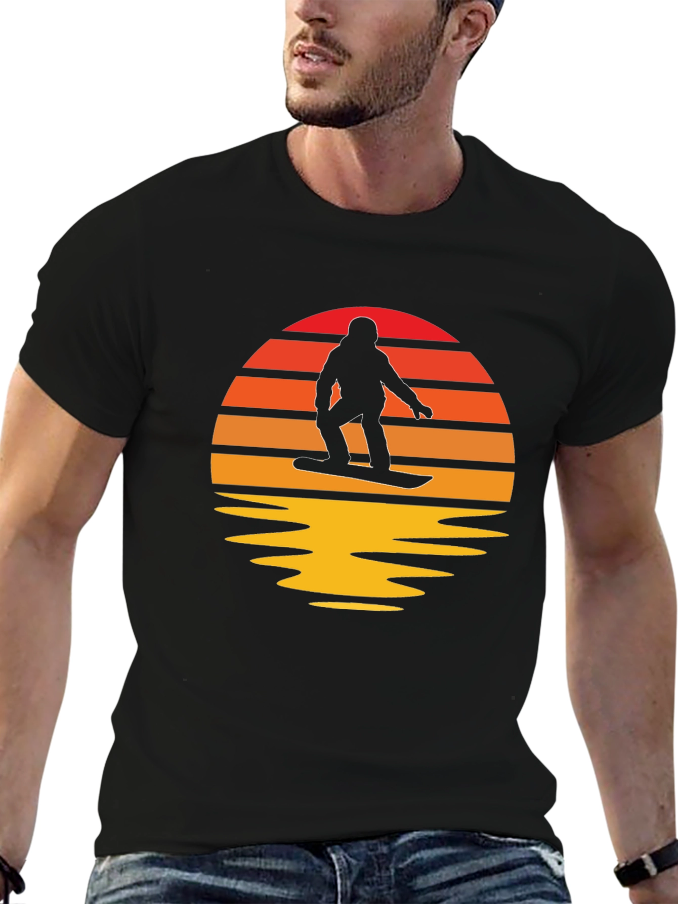Sunset Snowboarder Graphic Tee - Retro Style
