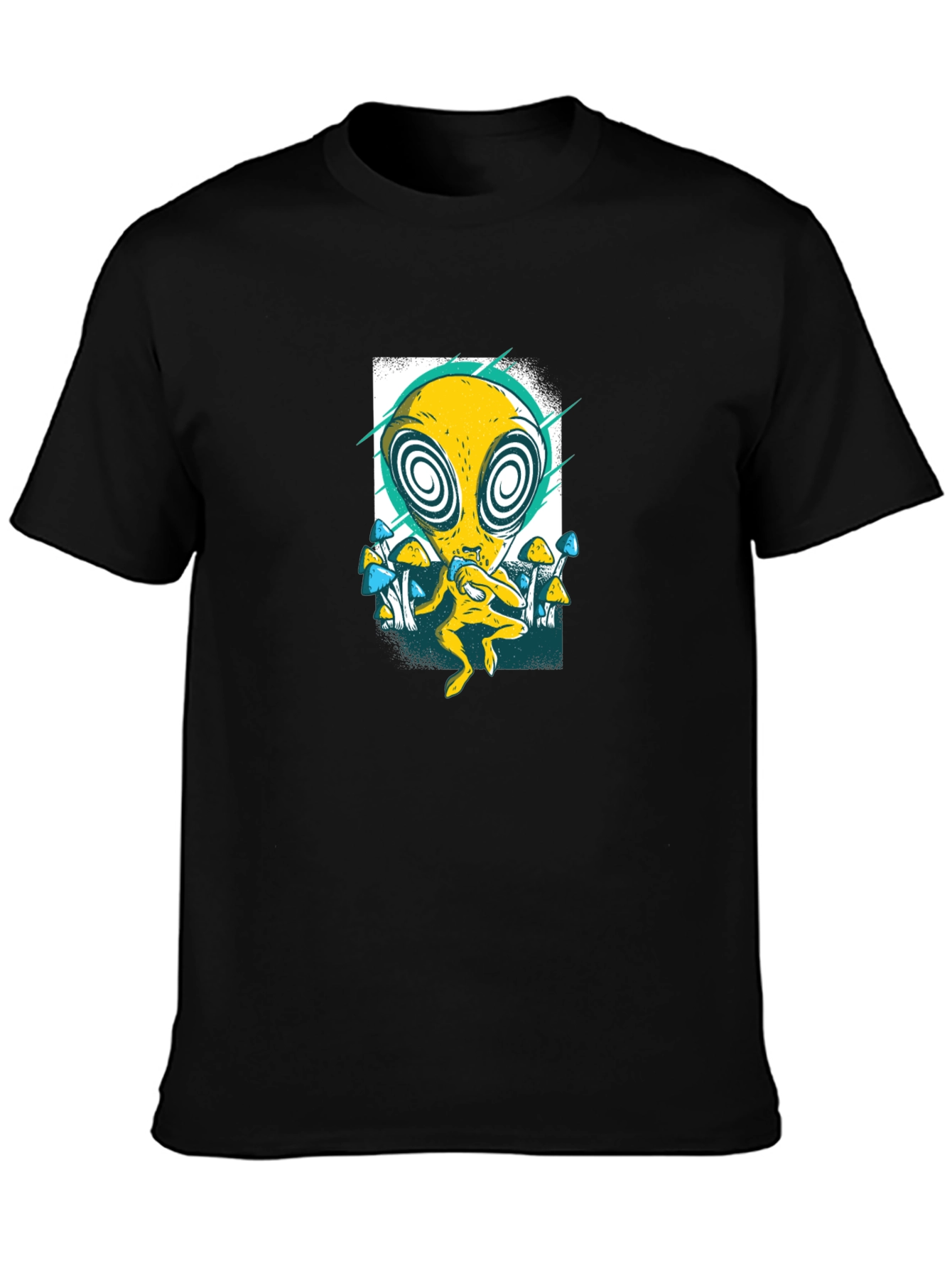 Psychedelic Alien Graphic Tee - Black