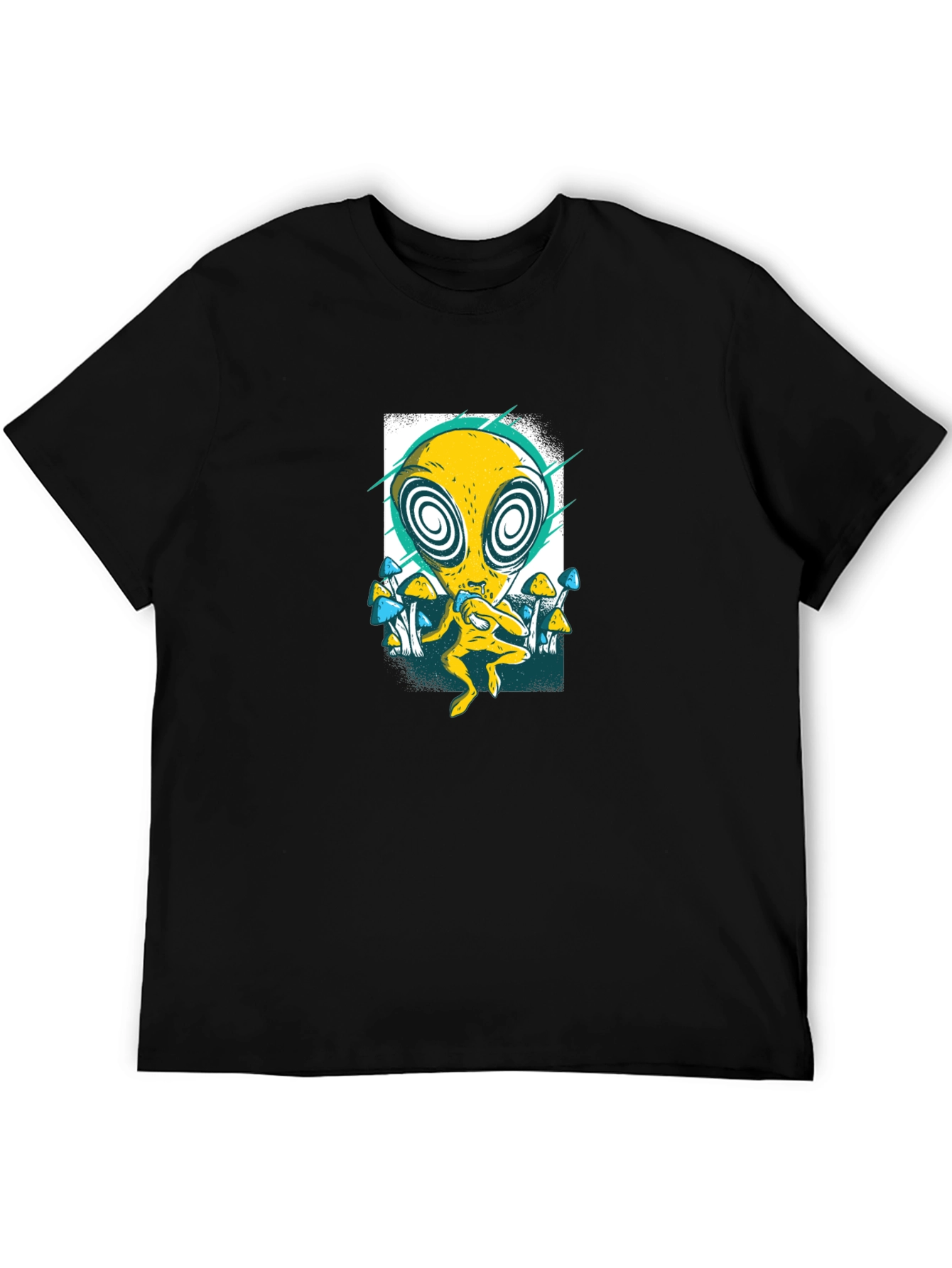 Psychedelic Alien Graphic Tee - Black