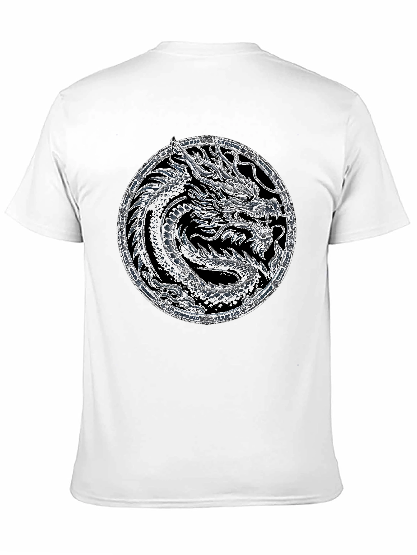 Dragon Circle Graphic Tee - Black Cotton Casual Shirt