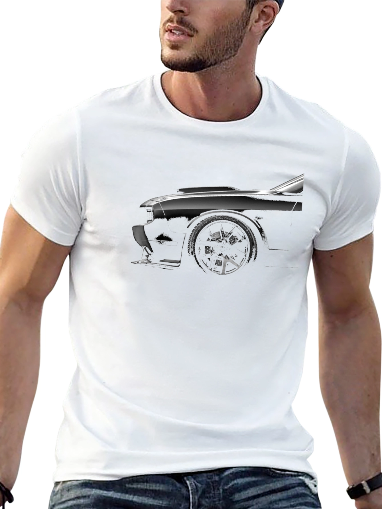 Black Car Graphic T-Shirt - Stylish Automotive Design