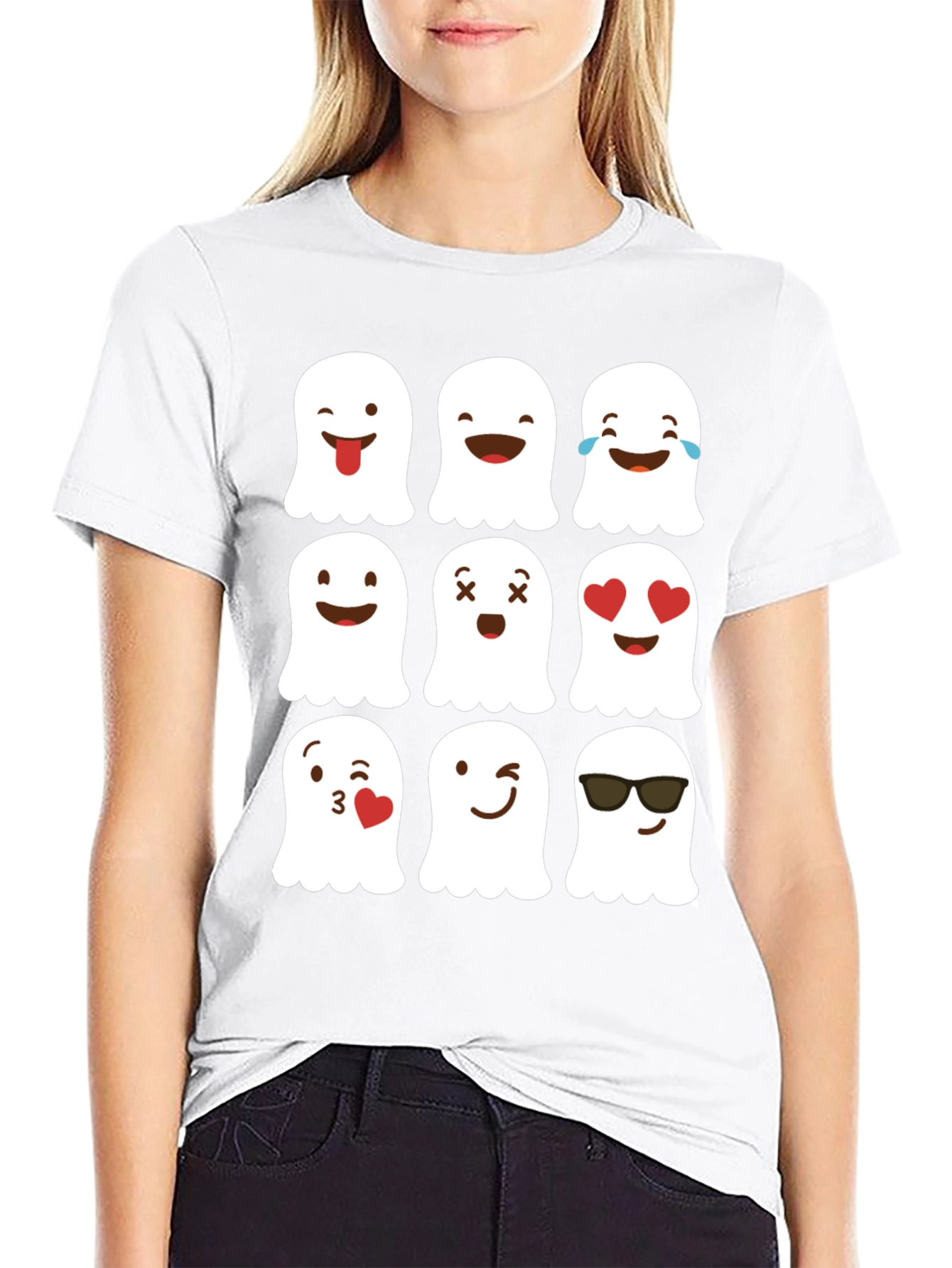 Emoji Ghost T-Shirt - Spooky & Fun Halloween Tee