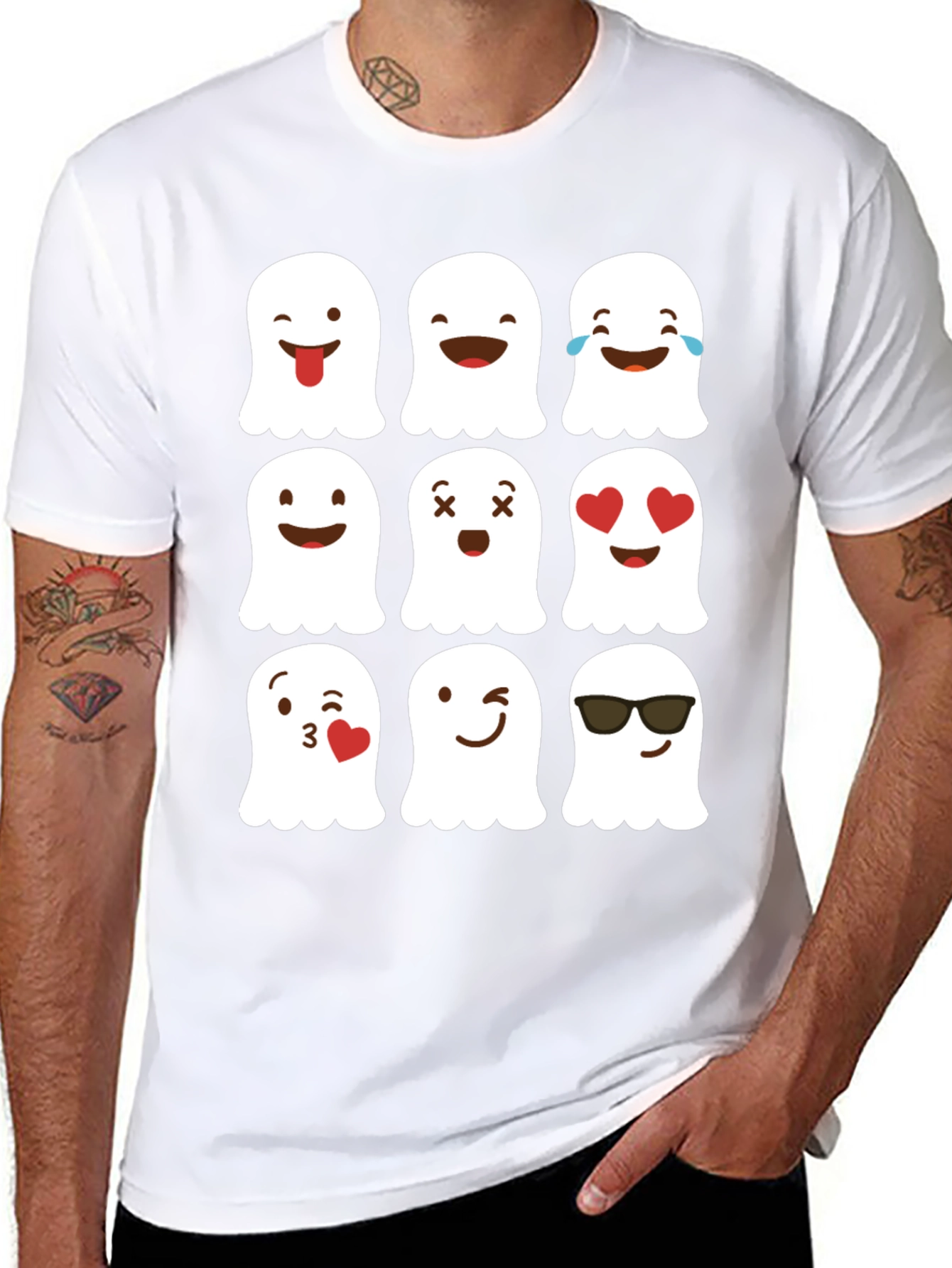 Emoji Ghost T-Shirt - Spooky & Fun Halloween Tee
